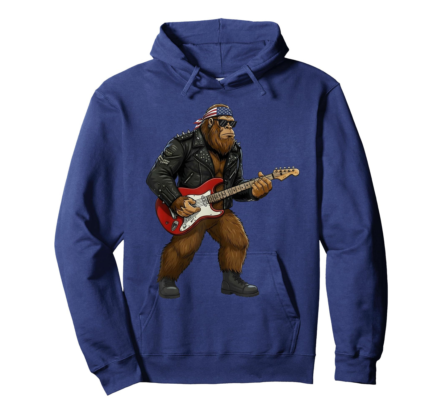 Patriotic Bigfoot Playing Guitar 4th of July American Flag T-Shirt