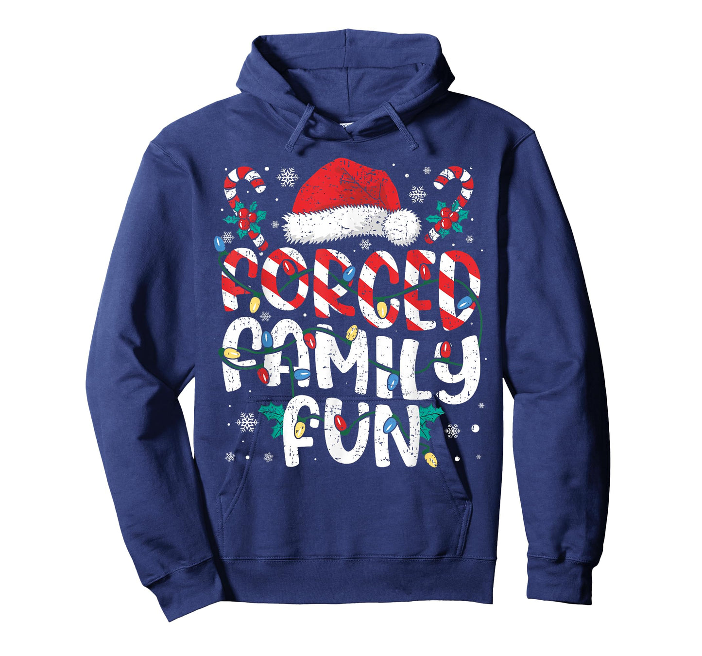 Forced Family Fun Funny Xmas Lights Sarcastic Joke Pajamas T-Shirt