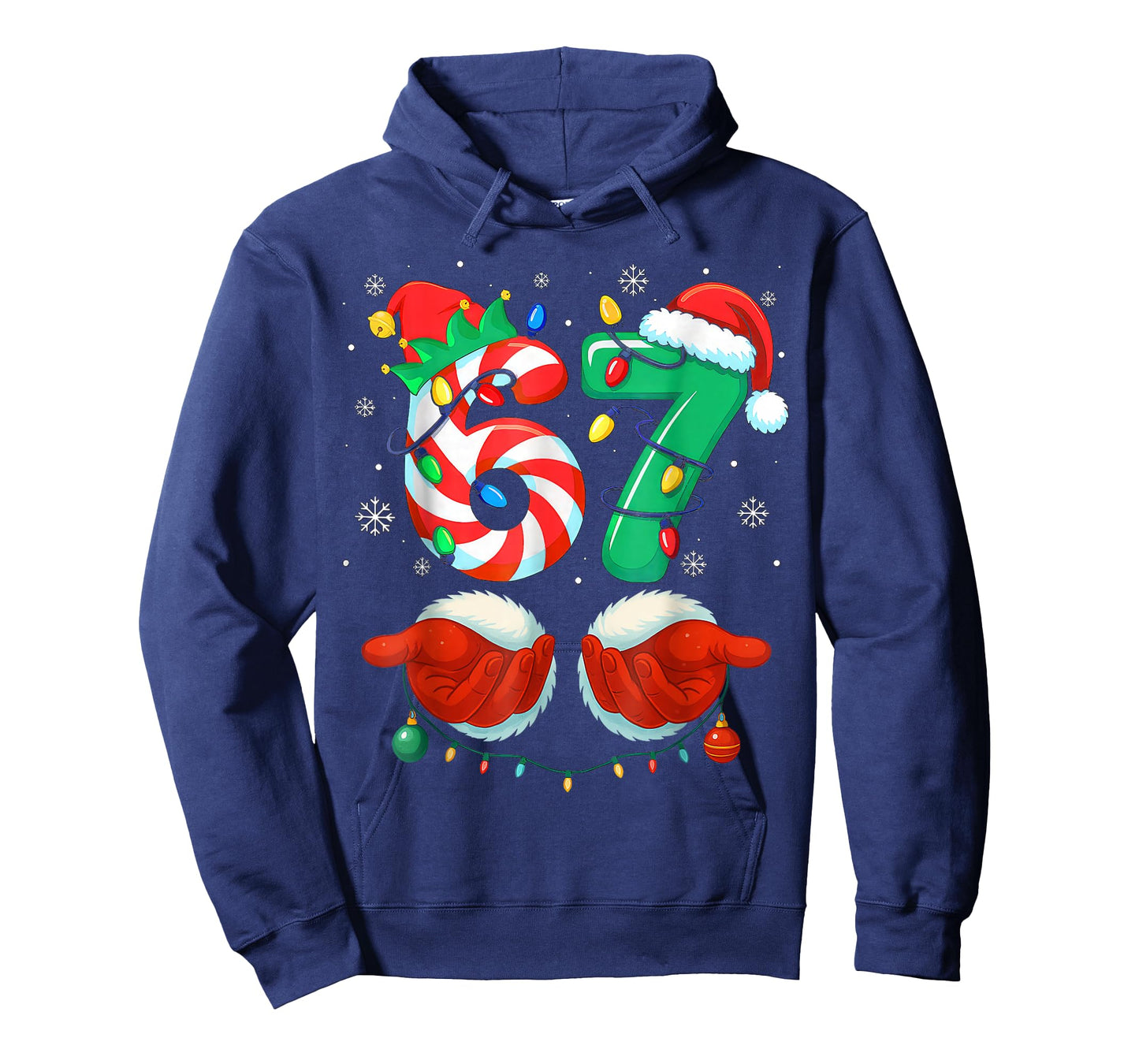Funny Six Seven 67 Meme 6 7 Christmas Santa Hand Boys Teens T-Shirt