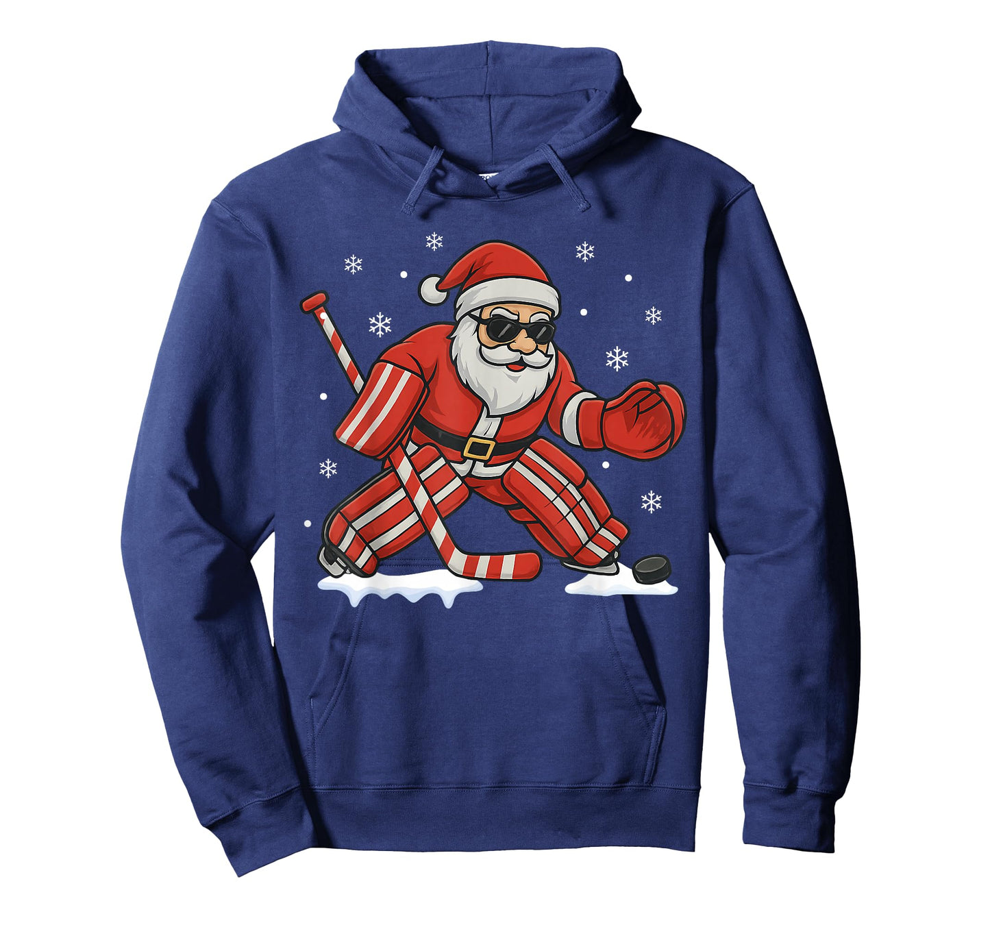 Santa Playing Ice Hockey Goalie Christmas T-Shirt