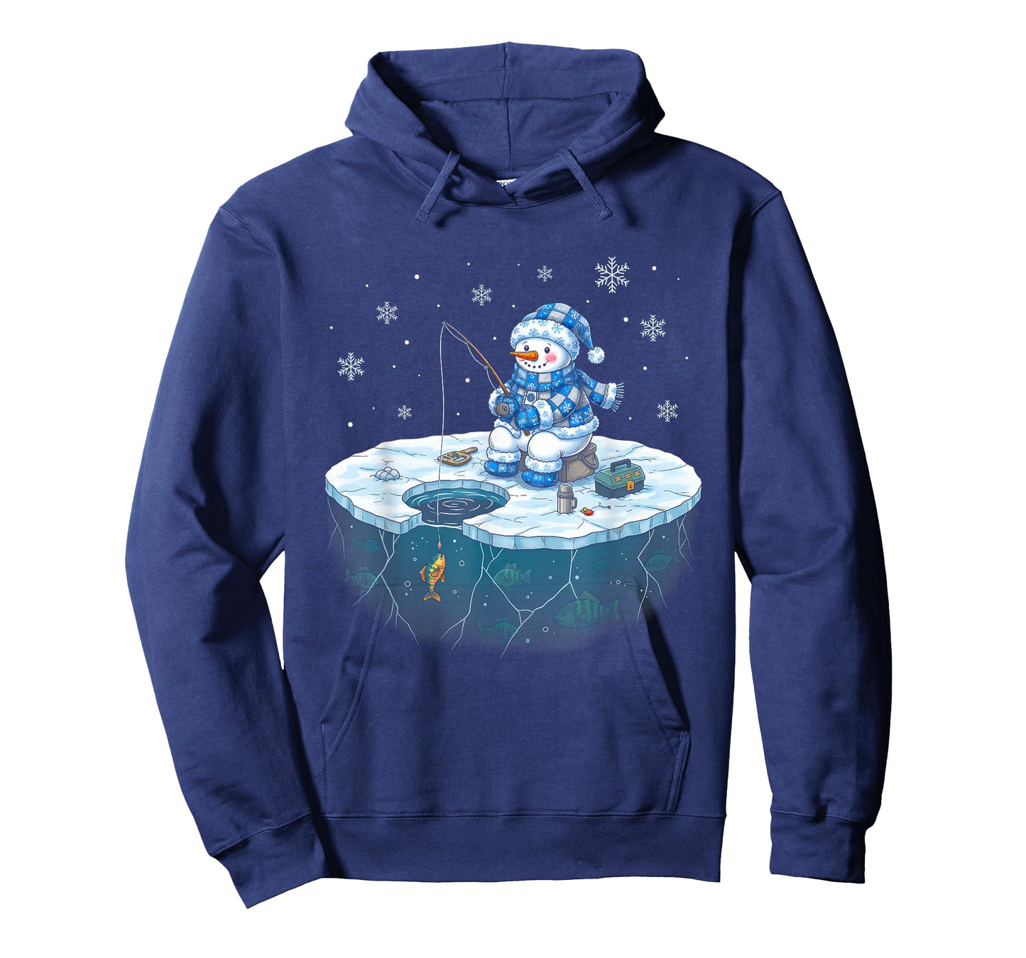 Funny Ice Fishing Snowman Fisherman Winter Men Women T-Shirt