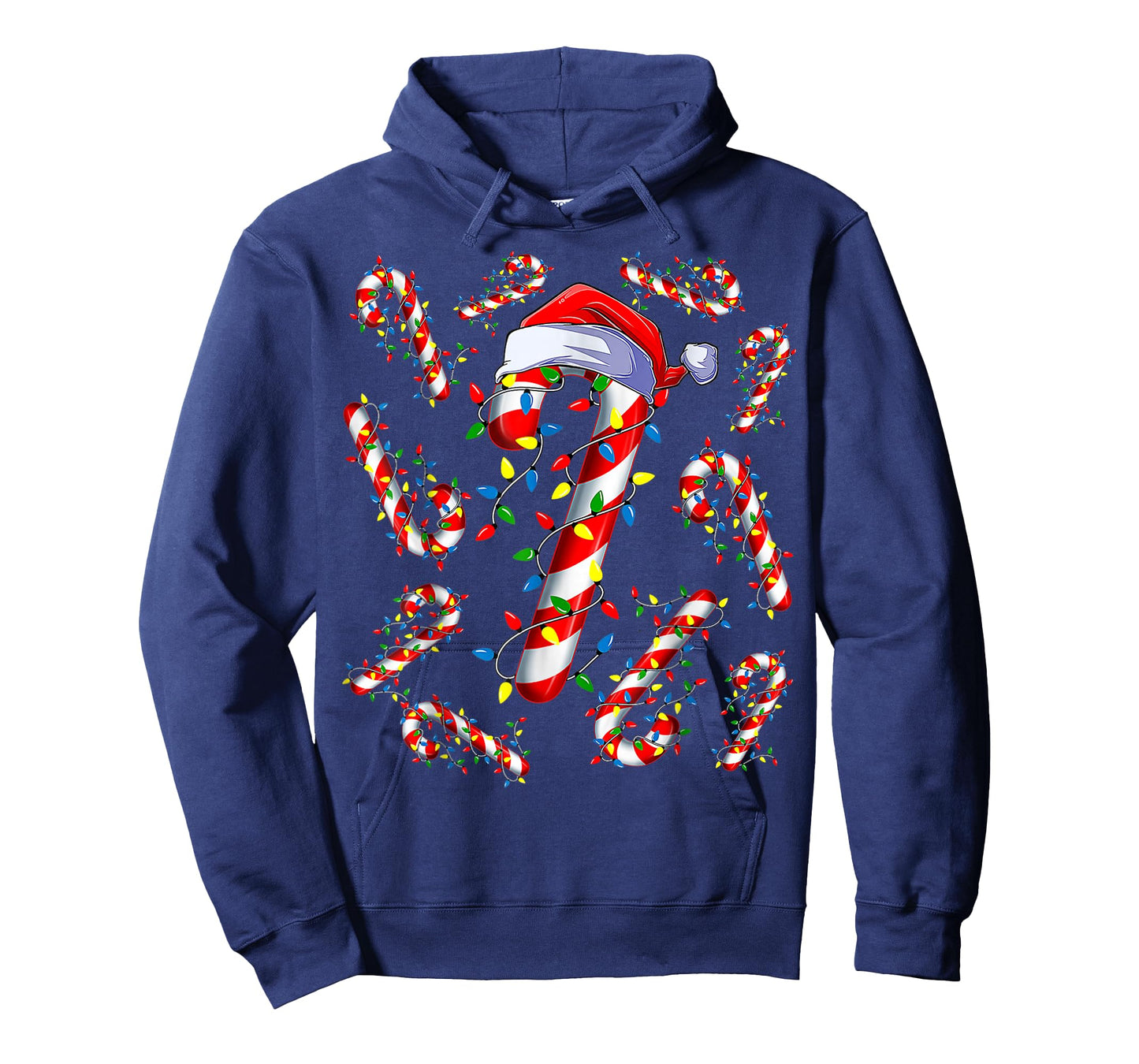 Red and White Candy Cane Santa Christmas Funny Xmas Lights T-Shirt