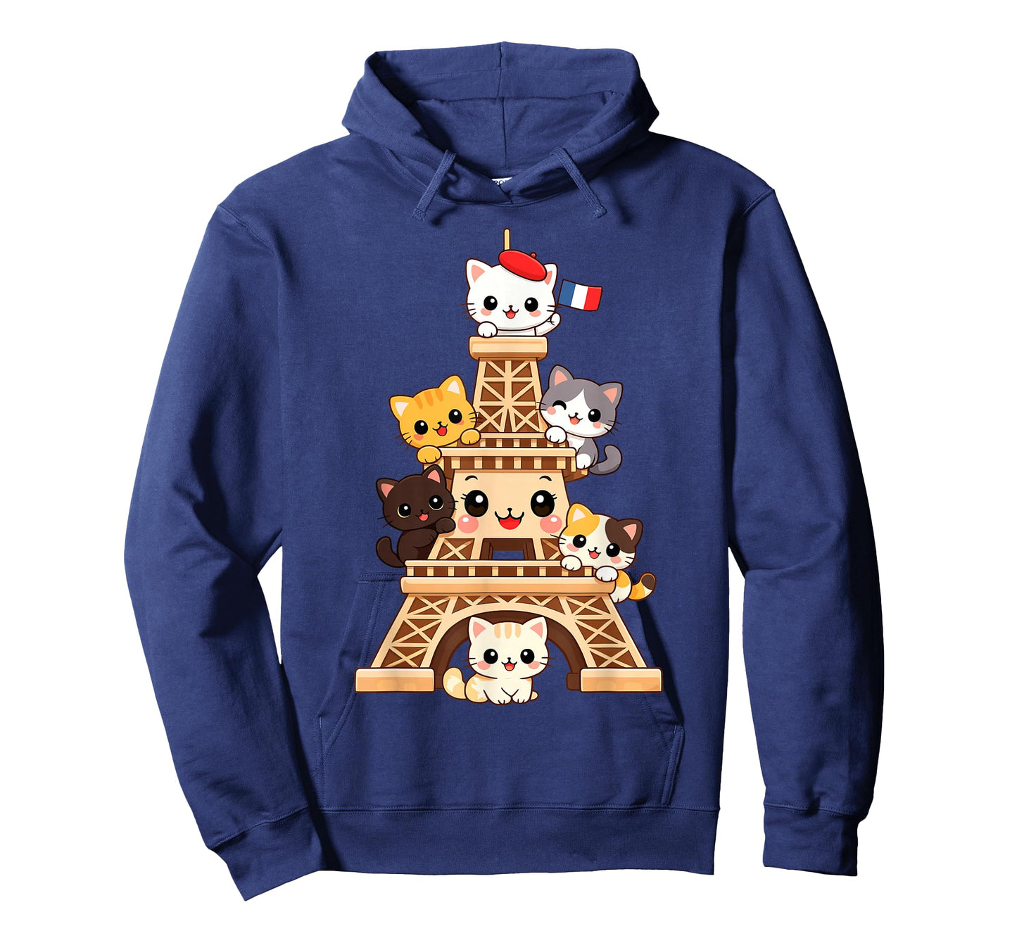 Meowffel Tower Cute Kawaii Paris Cat Cartoon Funny Cat Art T-Shirt