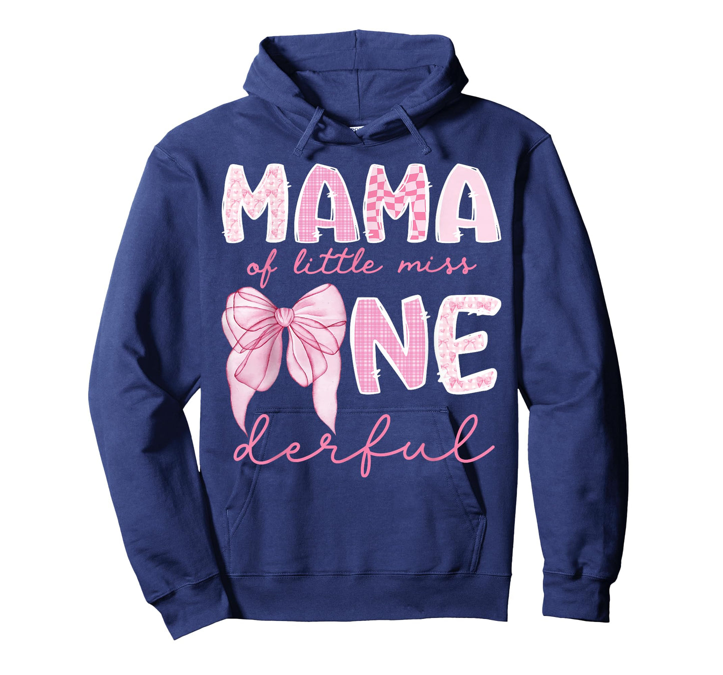 Mama of Little Miss Onederful First Birthday Girl Bow T-Shirt
