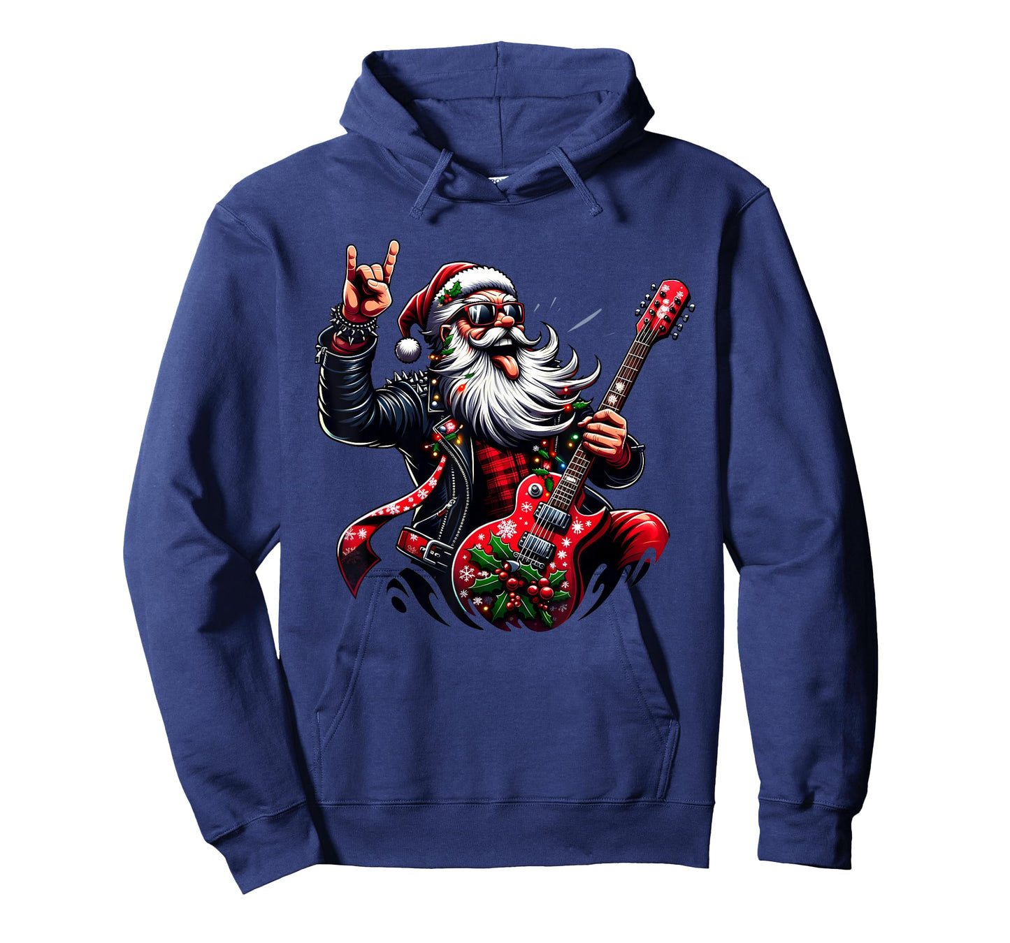 Sleigher Vintage Santa Guitar Rock On Christmas Xmas Men T-Shirt