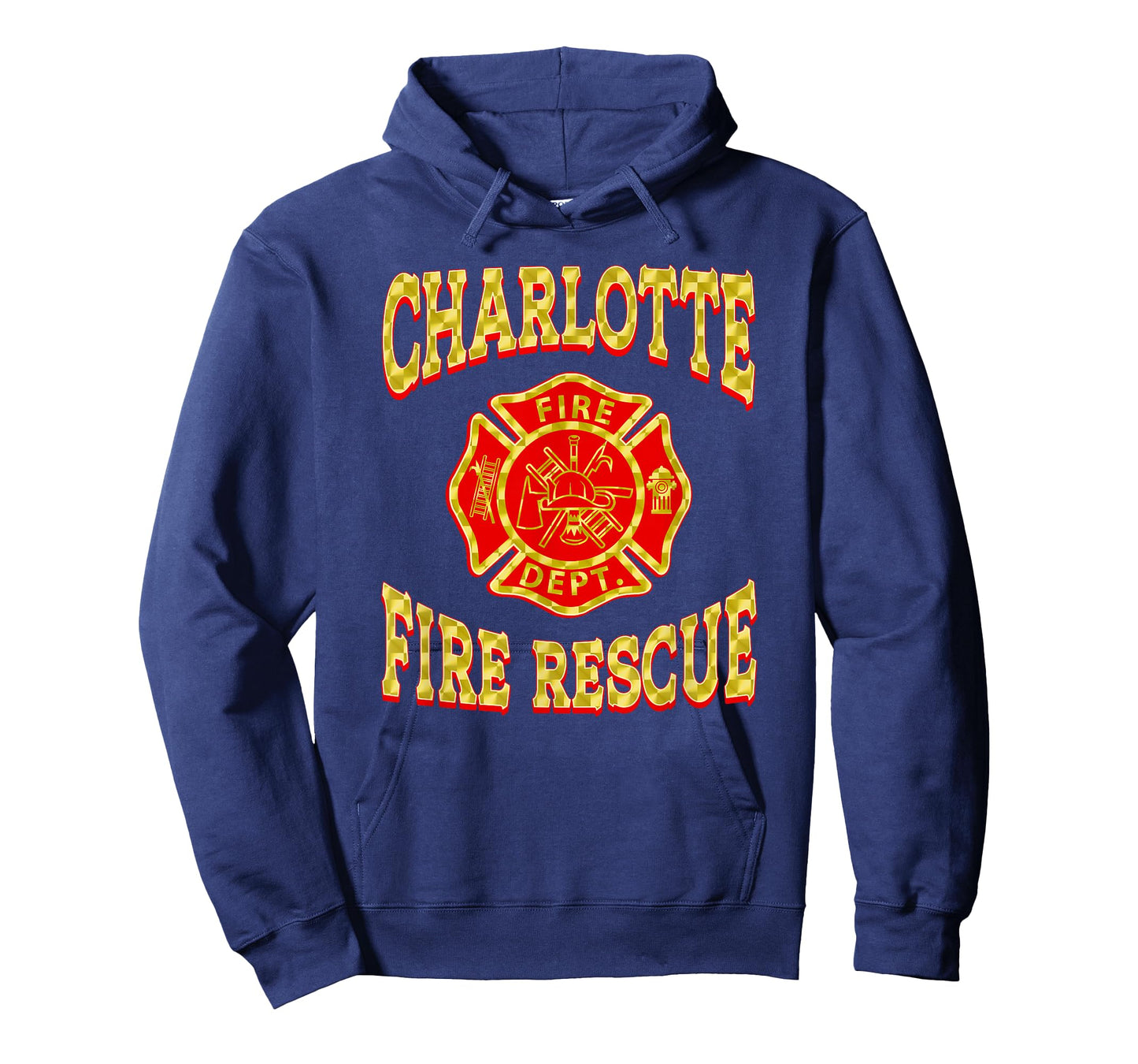 Retro Charlotte Fire Department Patch Flag NC Firefighter T-Shirt
