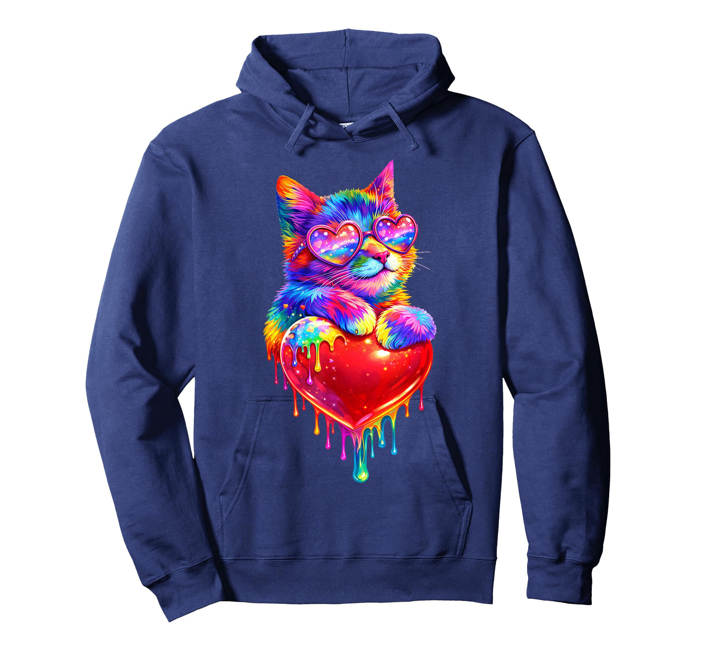 Colorful Cat Holding Heart Drip Valentines Day Kitty Meow T-Shirt