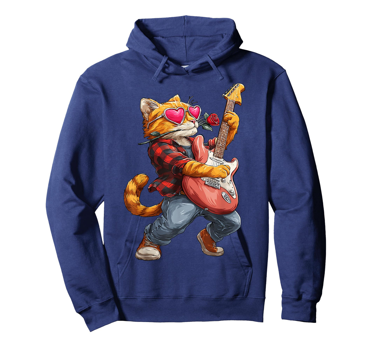 Orange Tabby Cat Guitarist Playing Guitar Valentine’s Day T-Shirt