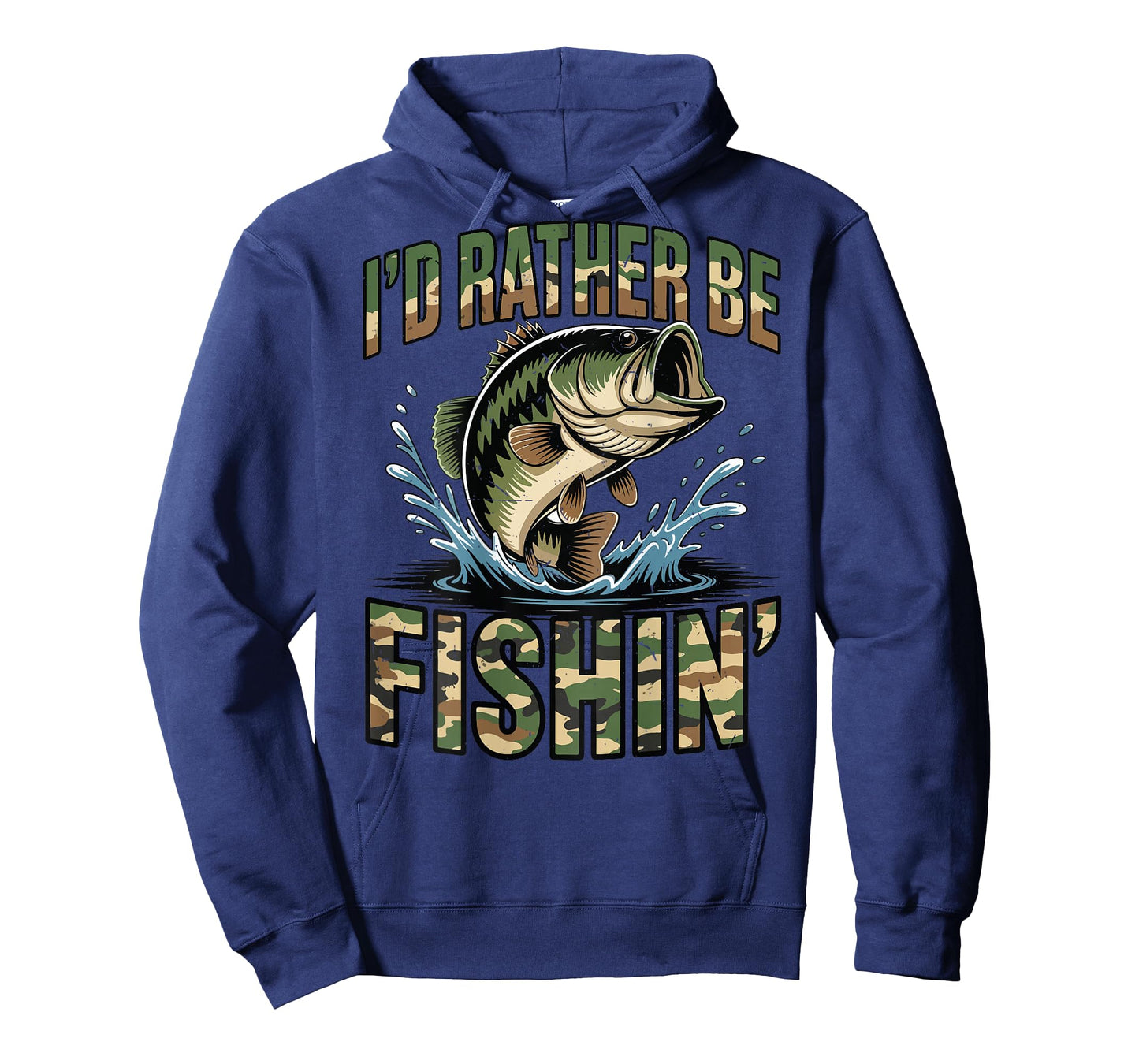 Youth Id Rather Be Fishing Camo Old School Bass Fish Funny T-Shirt