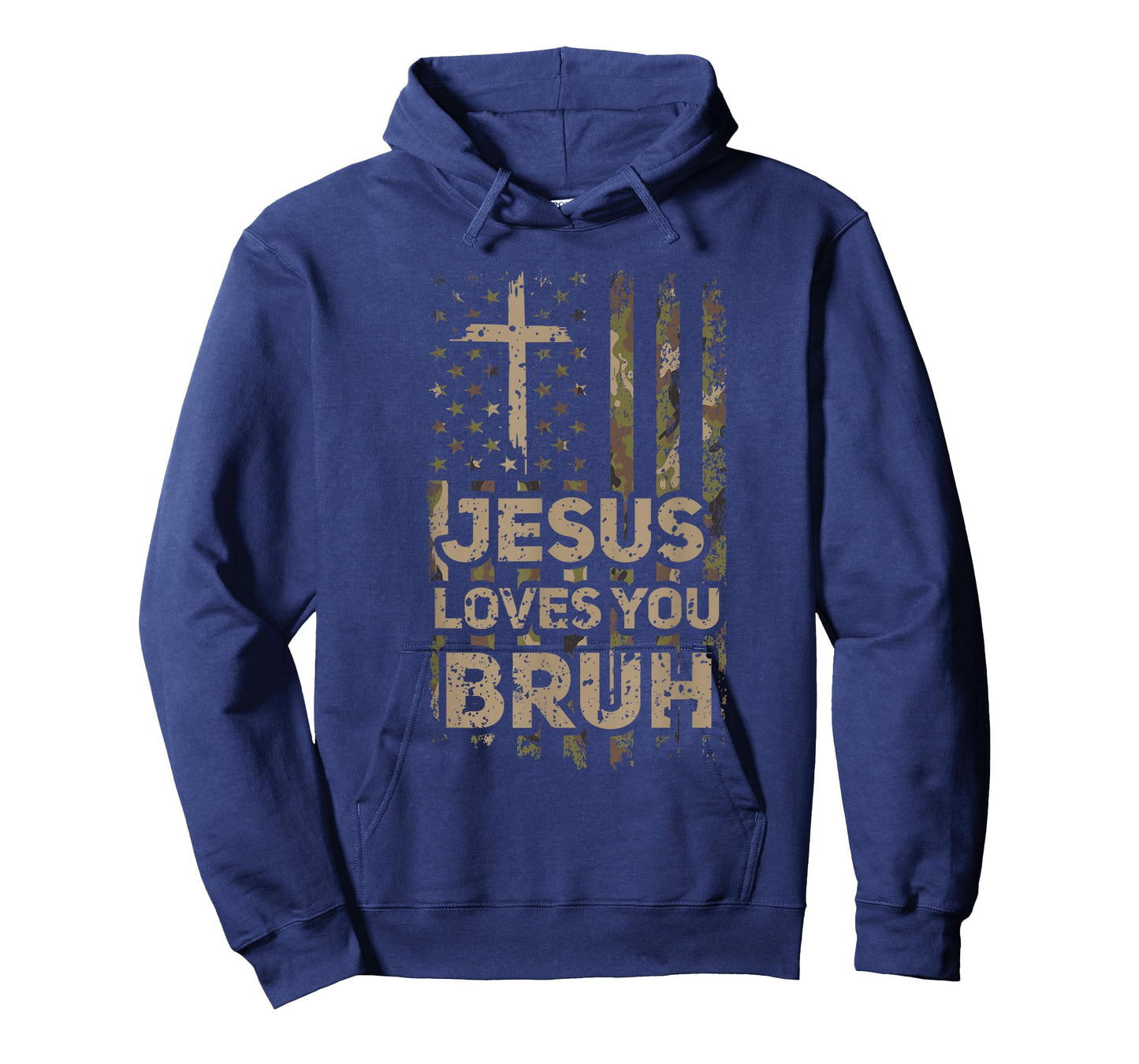 Jesus Loves You Bruh Camo Christian USA Flag Men Hunter T-Shirt