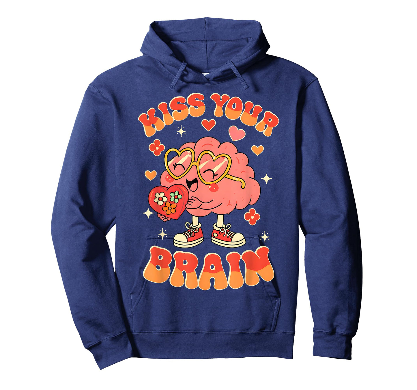 Valentine Kiss Your Brain Retro Teacher Squad Heart Kid T-Shirt