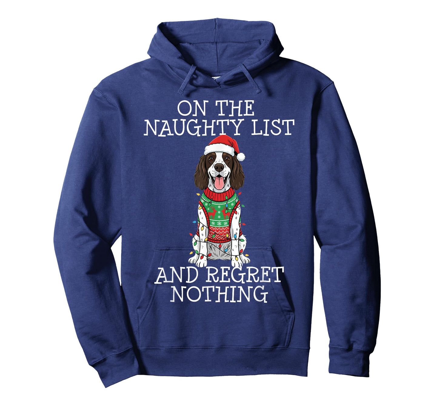 Funny Christmas English Springer Spaniel Naughty List T-Shirt