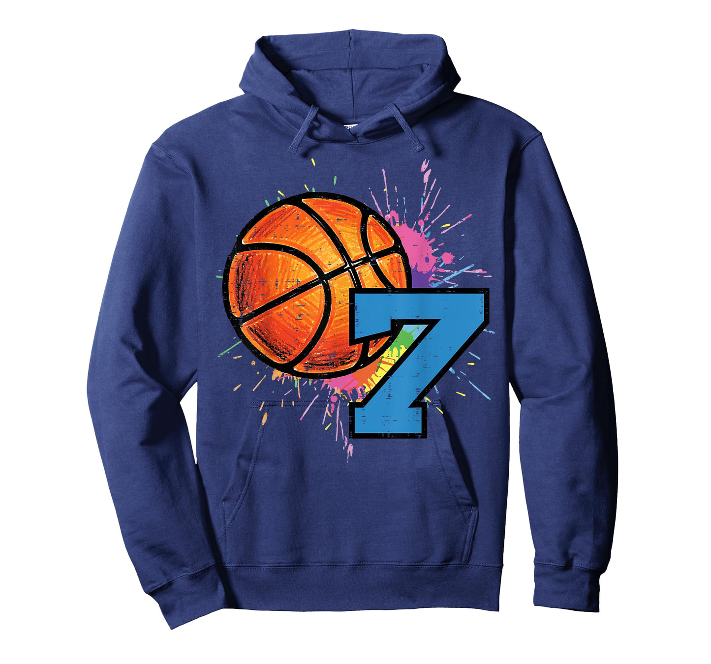 7th Birthday Basketball 7 Year Old Bday Sports Boys Kids T-Shirt