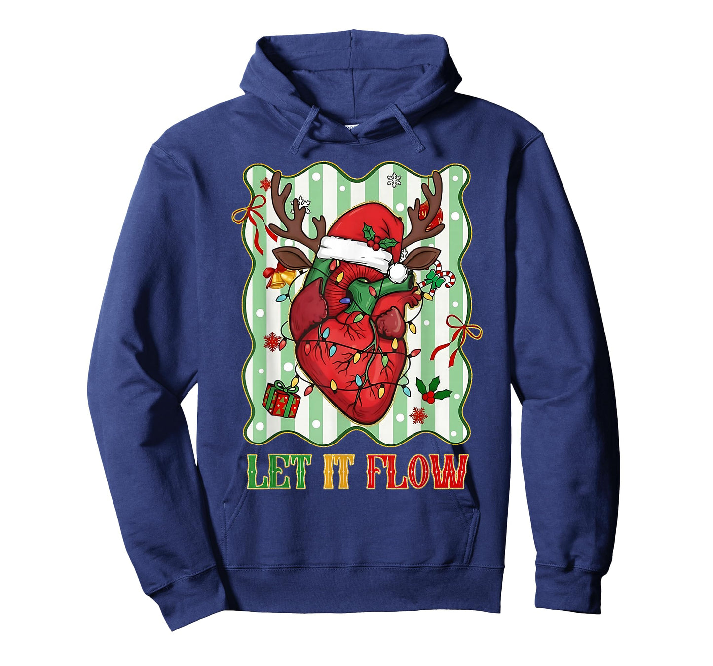Funny Let It Flow Anatomy Heart Cardiac Nurse Santa Hat Xmas T-Shirt