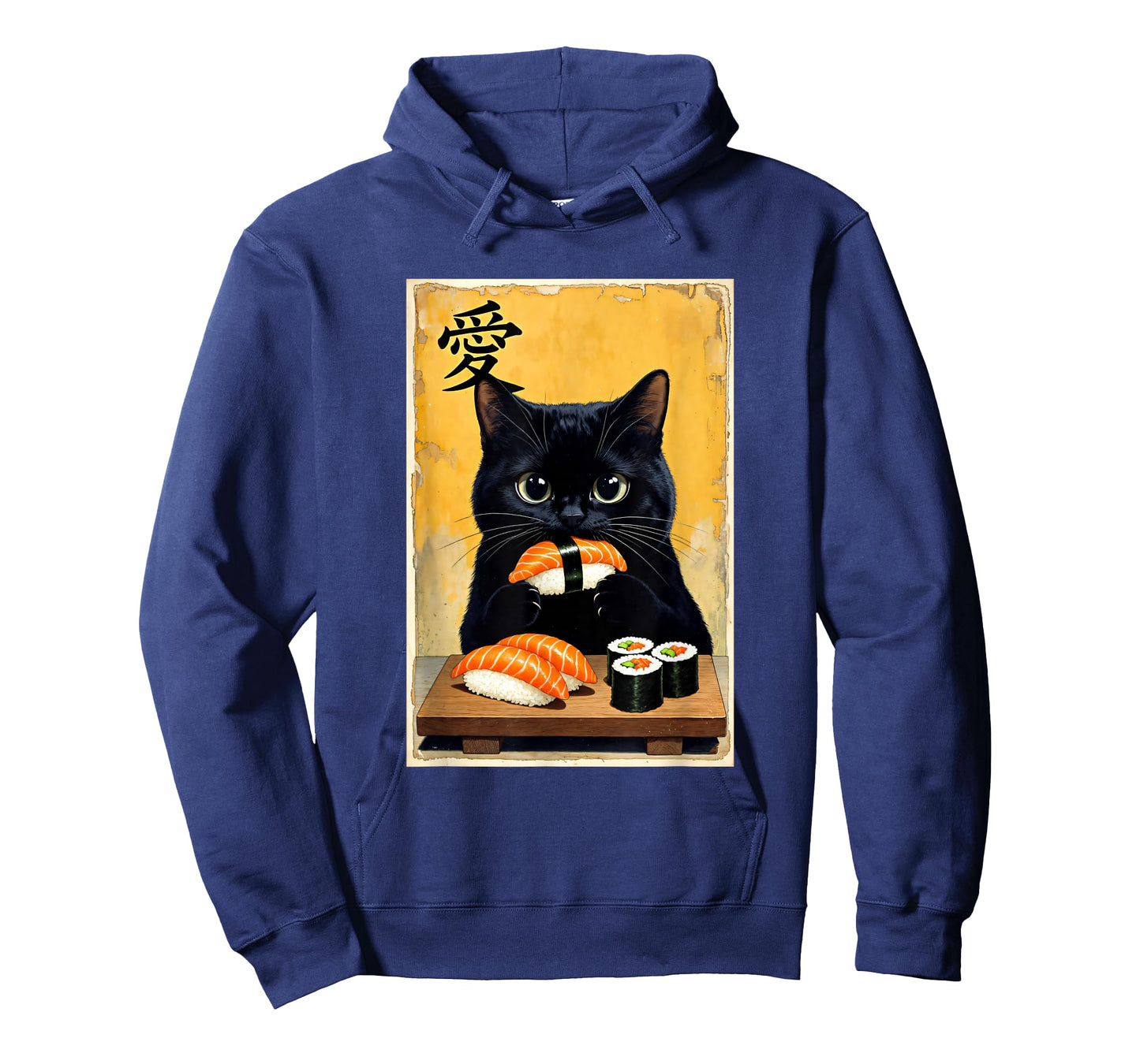 Cute Kawaii Black Cat Eating Sushi Funny Japanese Black Cat T-Shirt