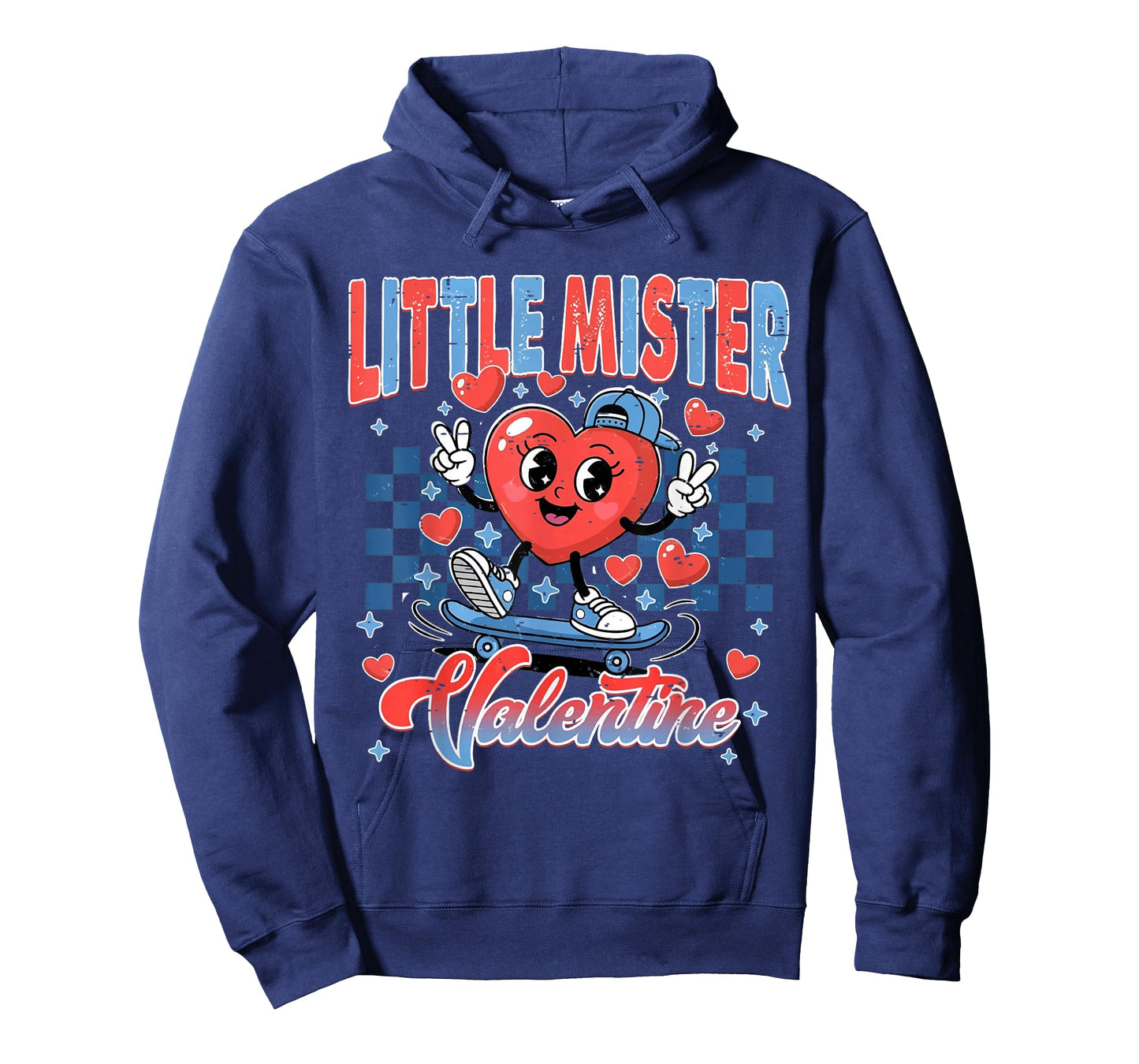 Retro Checkered Little Mister Valentine Skating Heart Boys T-Shirt