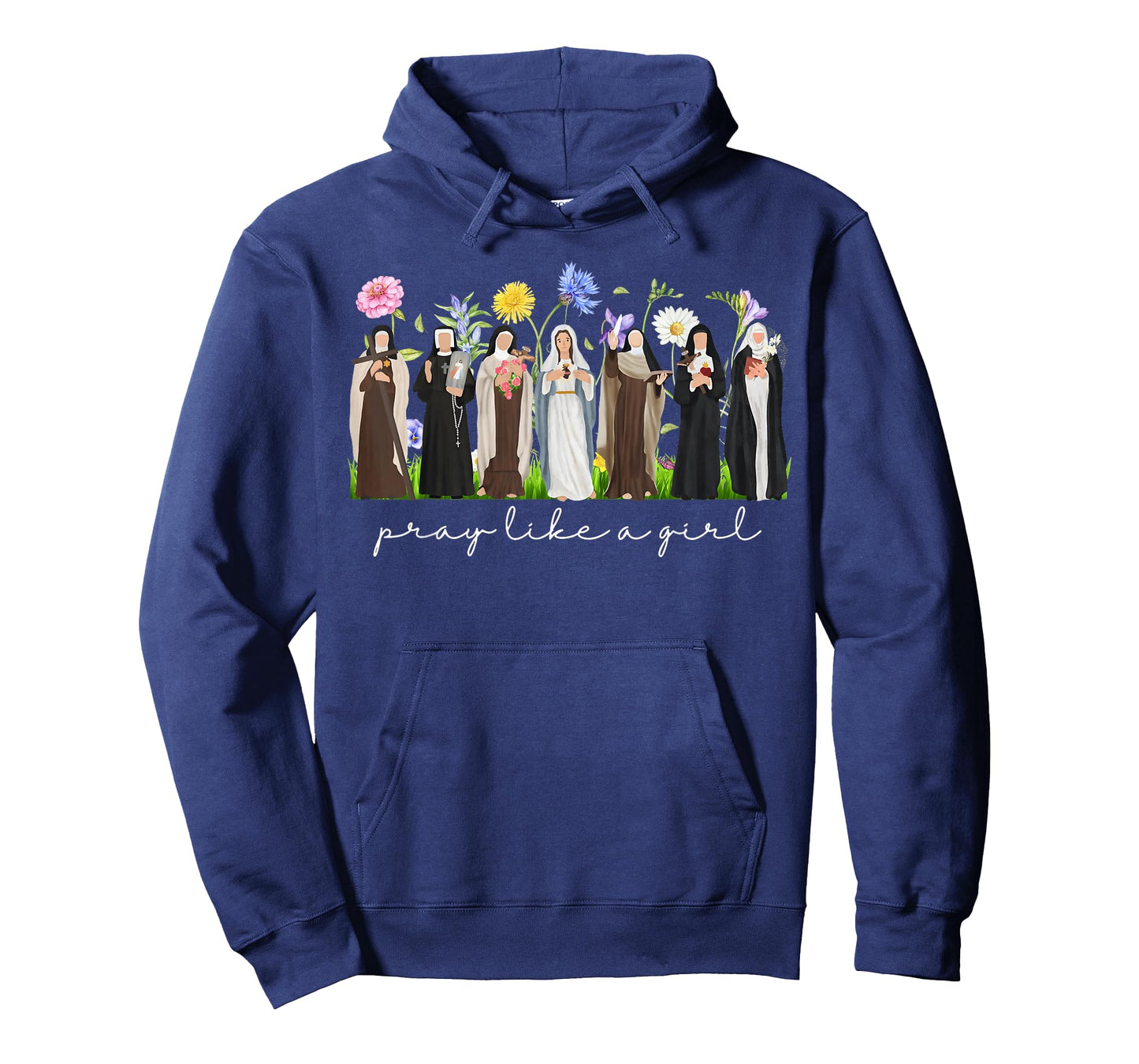 Pray Like A Girl Female Saints Catholic Christian Religious T-Shirt