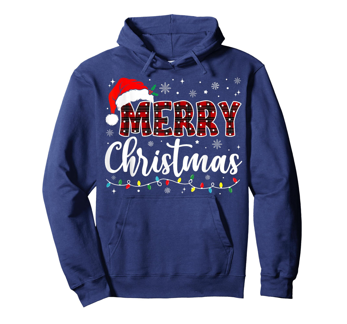 Merry Christmas Lights Santa Hat Xmas Family Matching Pajama T-Shirt