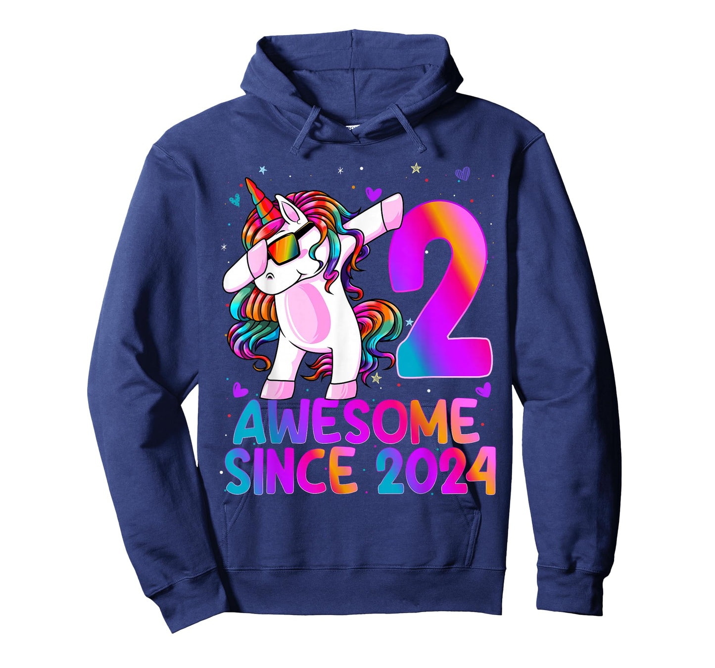 2 Year Old Girl Awesome Since 2024 Unicorn 2nd Birthday Girl T-Shirt