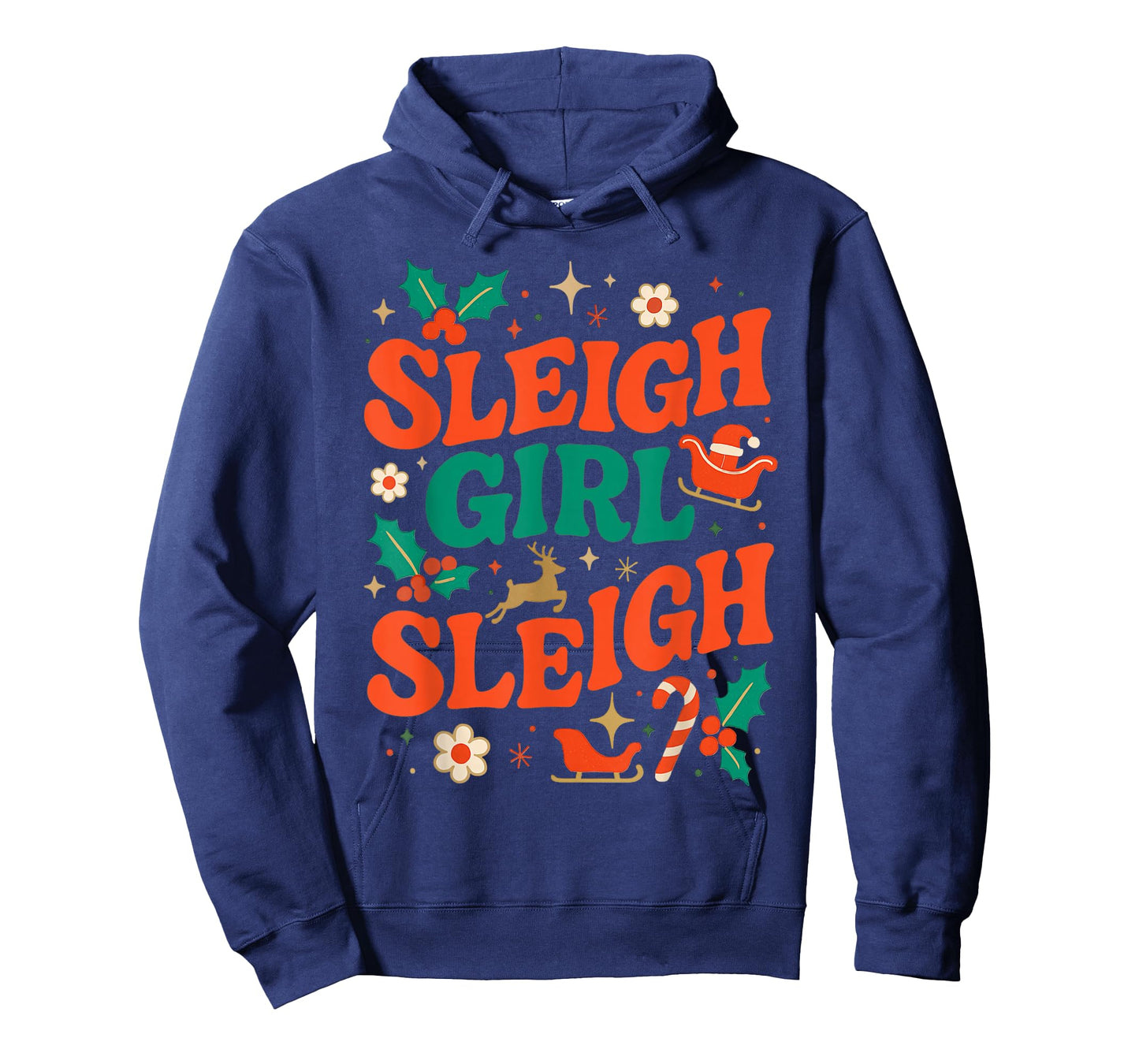 Funny Sleigh Girl Sleigh Vintage 70s Christmas Graphic T-Shirt
