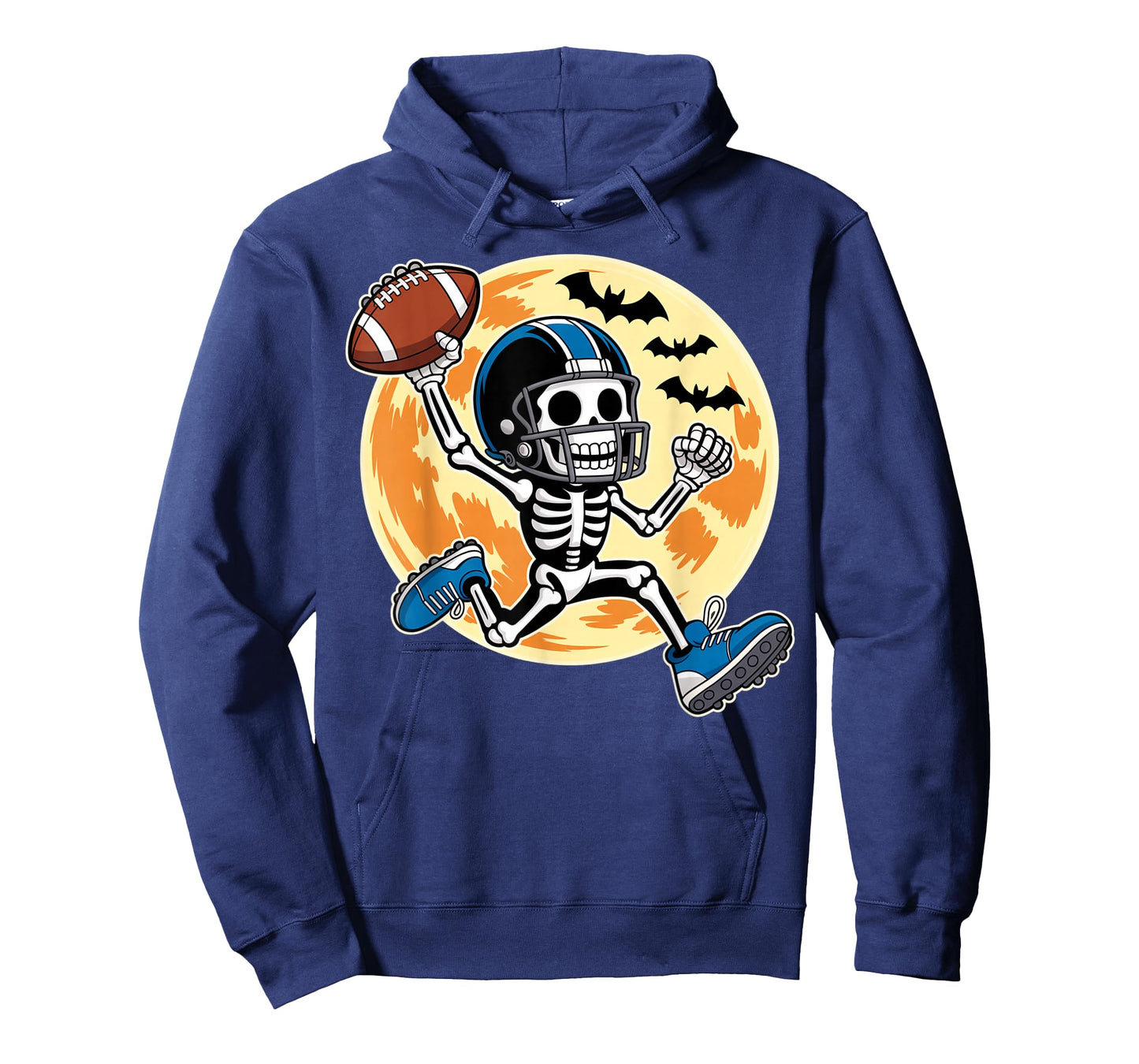 Halloween Skeleton Player Football Spooky for Teens Boys Men T-Shirt