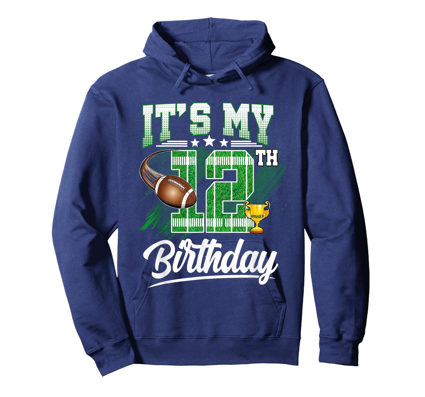 Kids 12 Year Old It's My 12th Birthday Football Themed Party T-Shirt