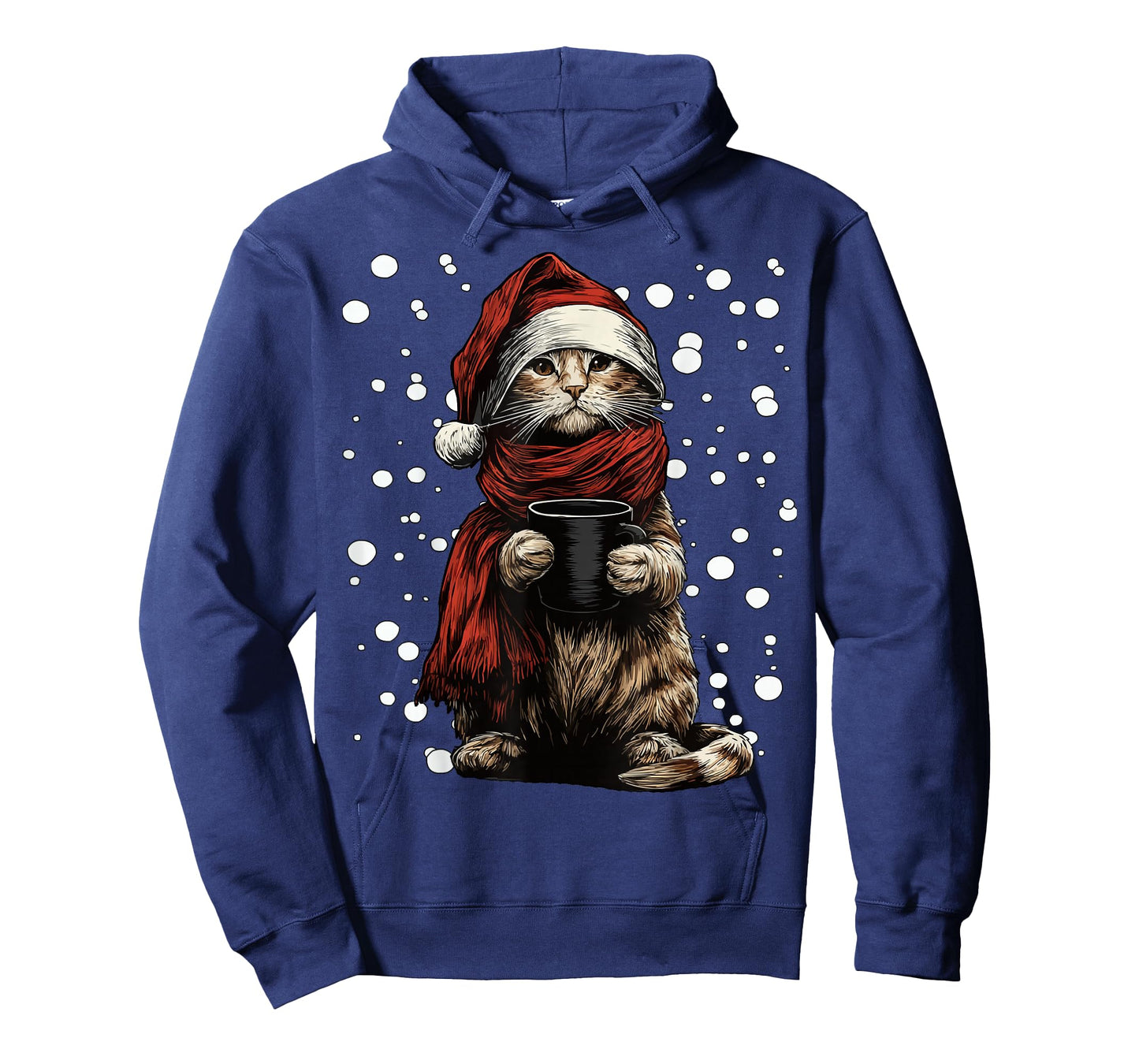 Christmas Tabby Cat with Santa Hat Coffee Lover Funny Kitten T-Shirt
