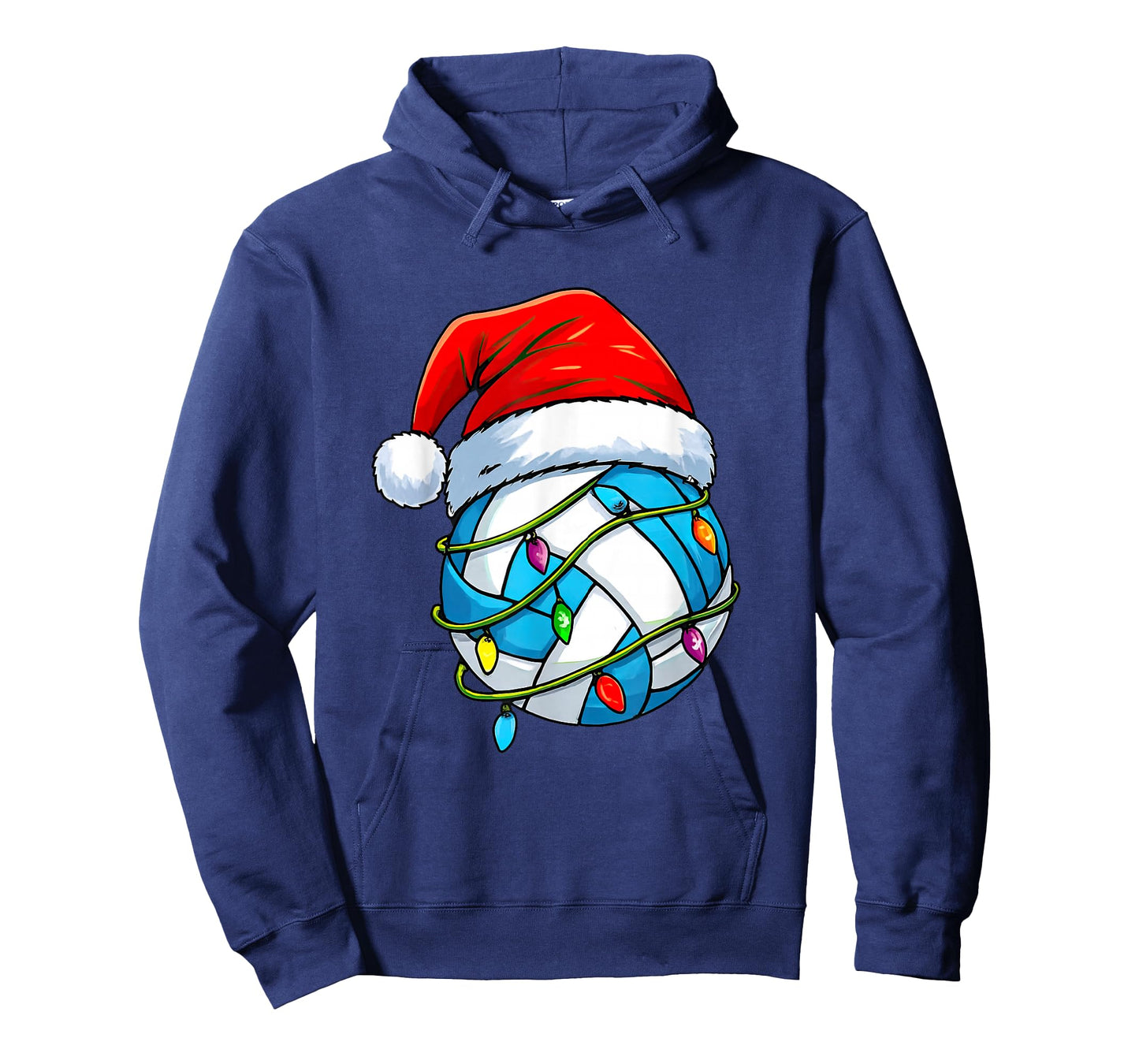 Volleyball Christmas Lights Santa Hat Sports Lover Game Day T-Shirt