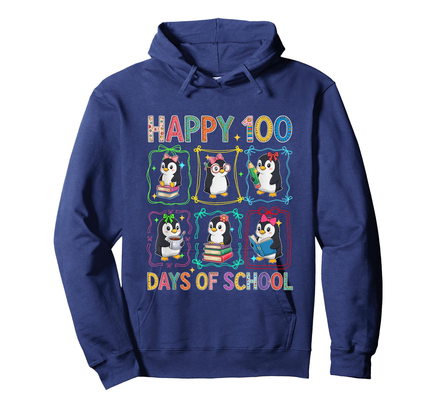 Happy 100 Days School Group Penguins Studying Students Kids T-Shirt