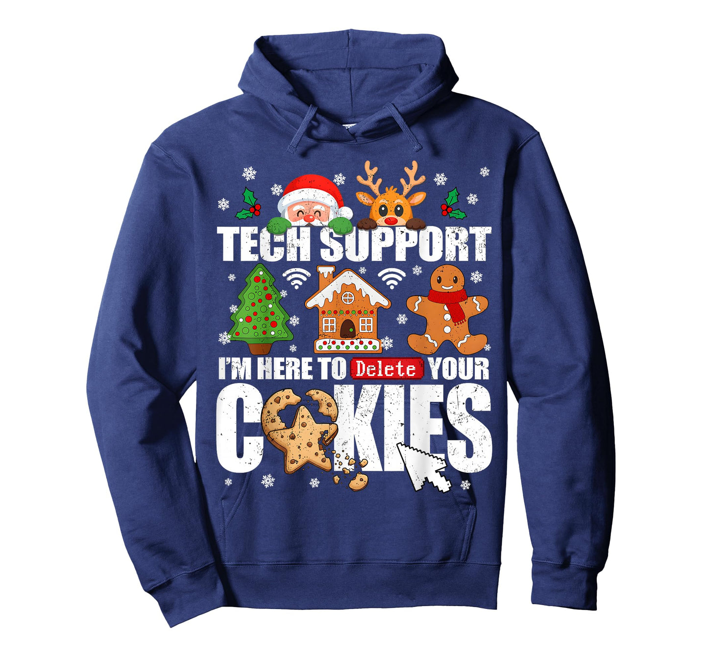 Tech Support Delete Your Cookies Men Ugly Christmas IT Nerd T-Shirt