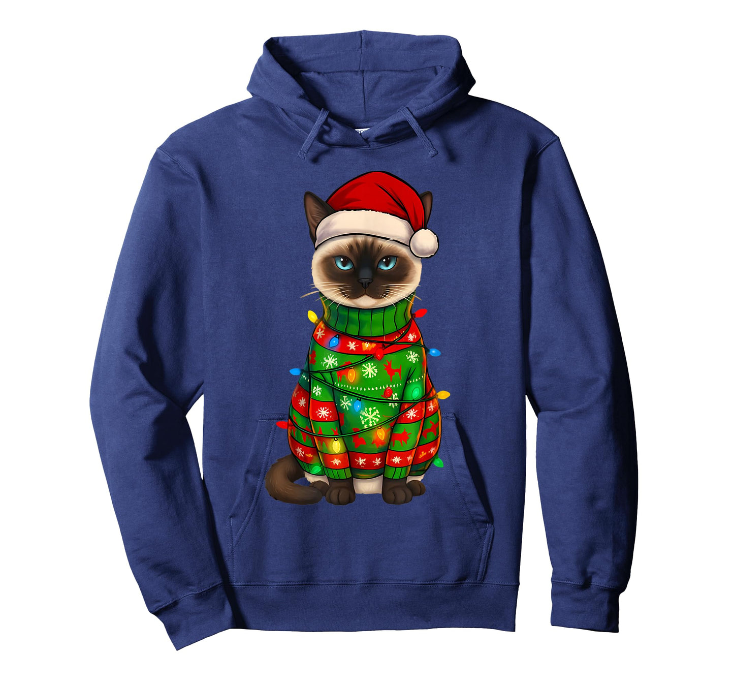 Siamese Cat Christmas Lights Funny Santa Holiday Cats T-Shirt