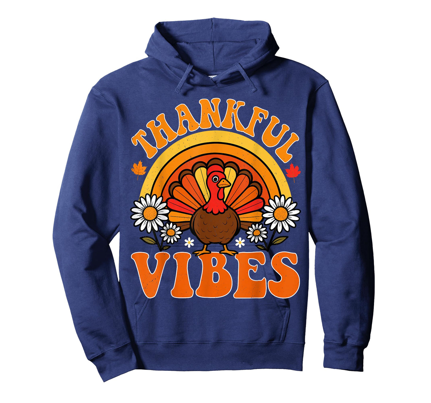 Thankful Vibes Autumn Retro Turkey Thanksgiving Rainbow T-Shirt