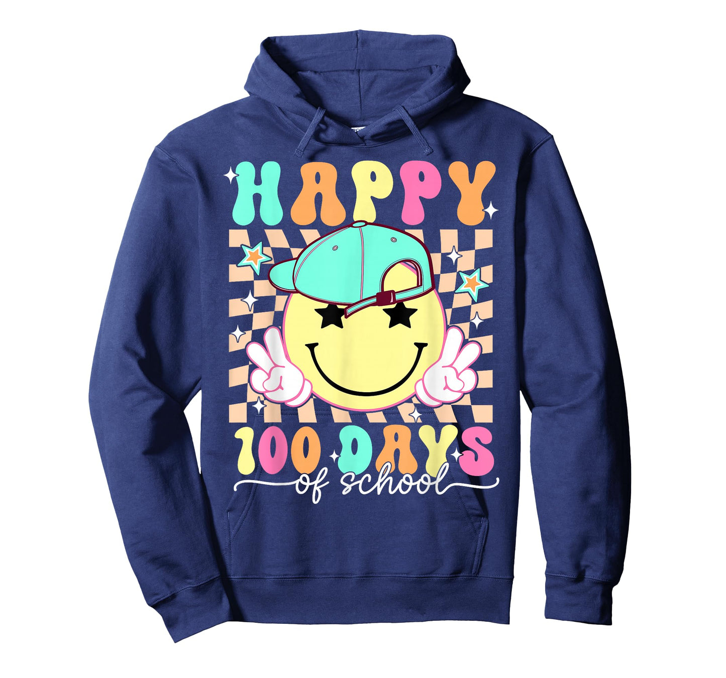 100 Days of School Vibes Groovy Smile Face Teachers Boys T-Shirt
