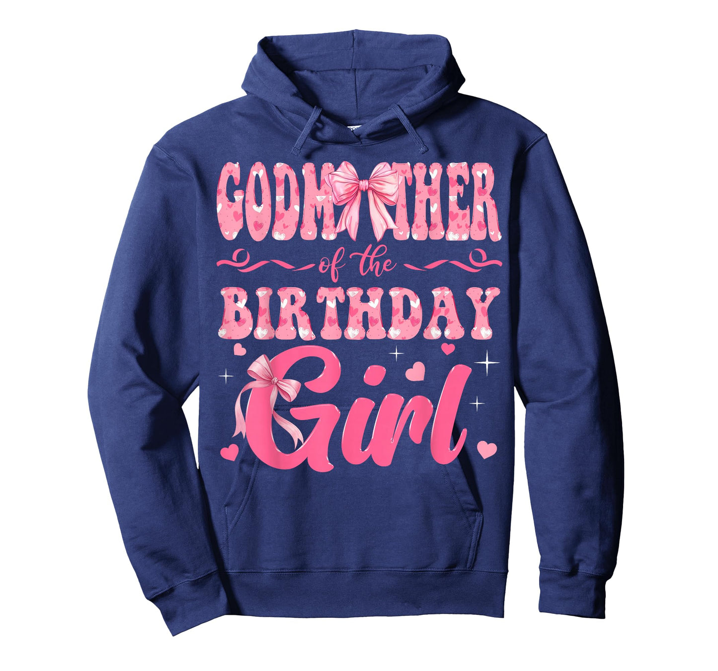 Godmother of The Birthday Girl Family Pink Coquette Bow T-Shirt