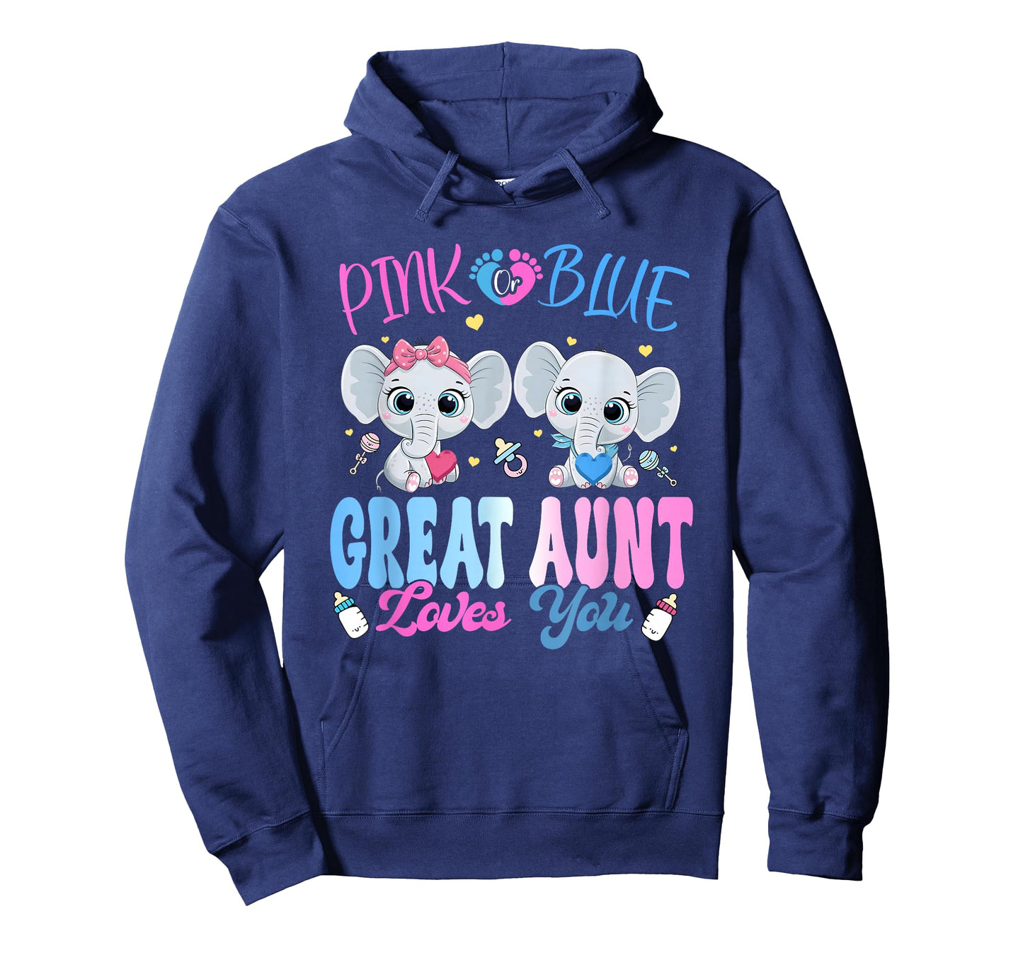 Pink or Blue Great Aunt Loves You Gender Reveal Elephant T-Shirt