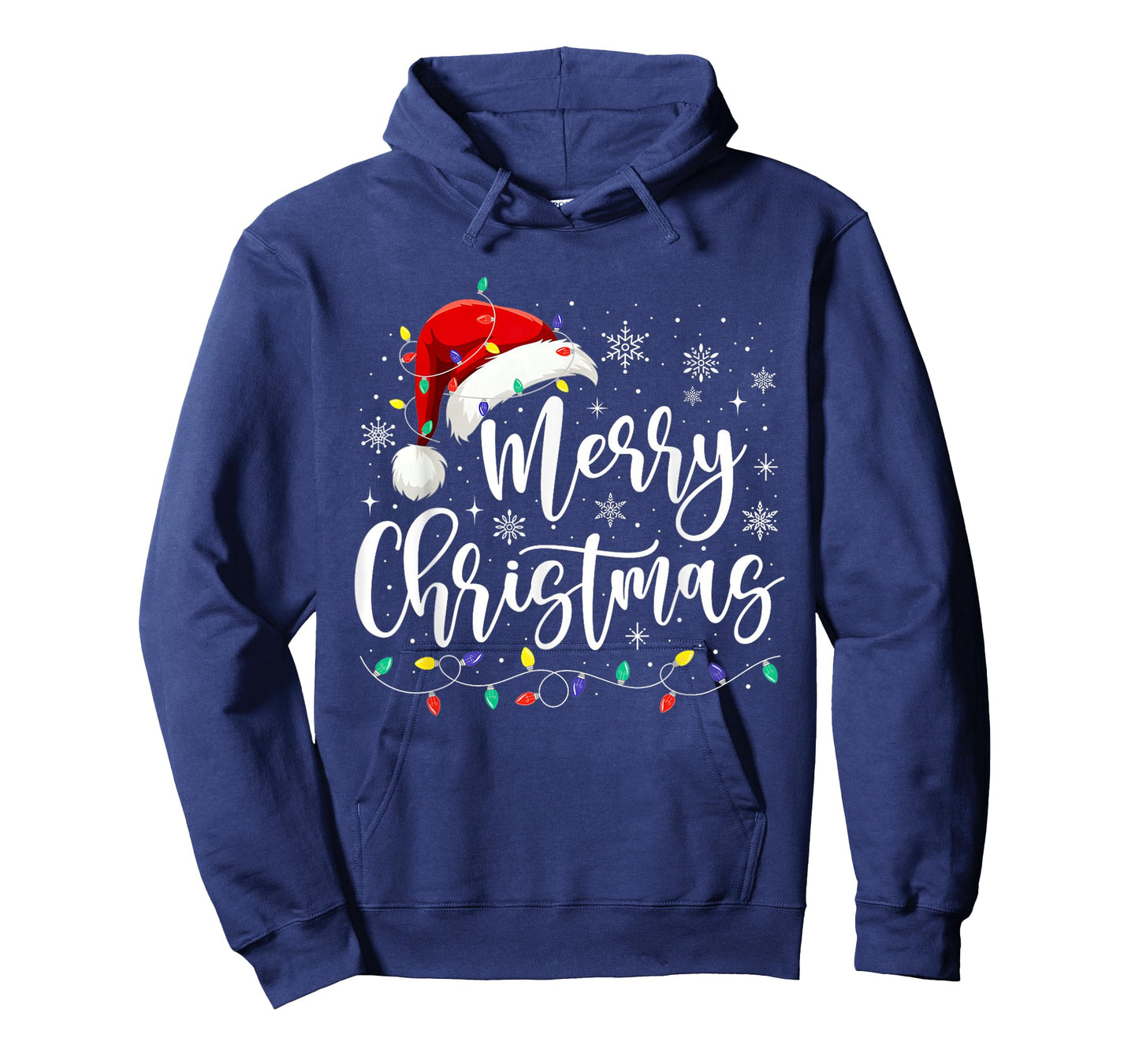 Merry Christmas Lights Red Santa Hat Xmas Family Men Women T-Shirt