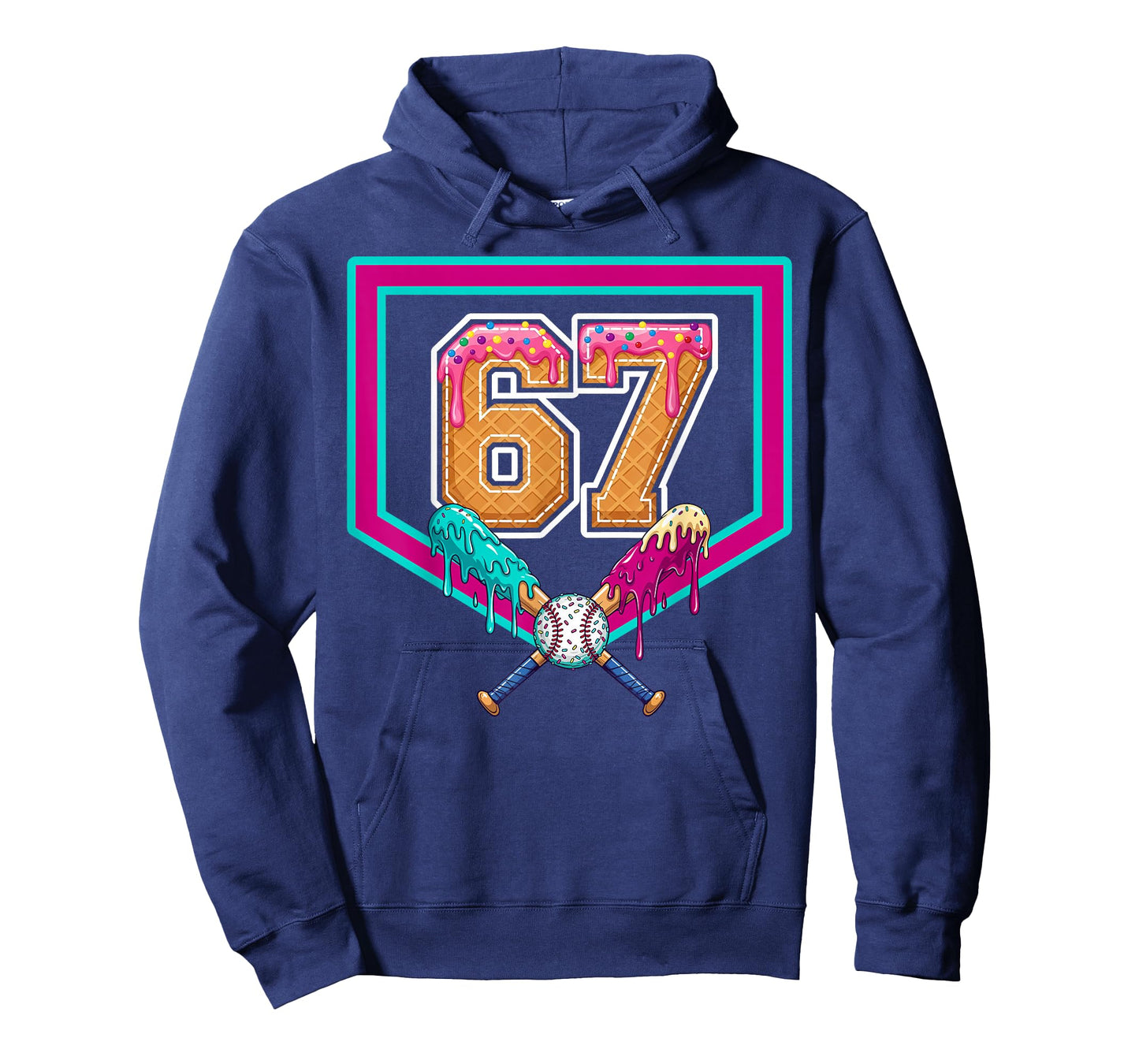 Baseball Ice Cream Drip Number 67 Player 67th Birthday T-Shirt