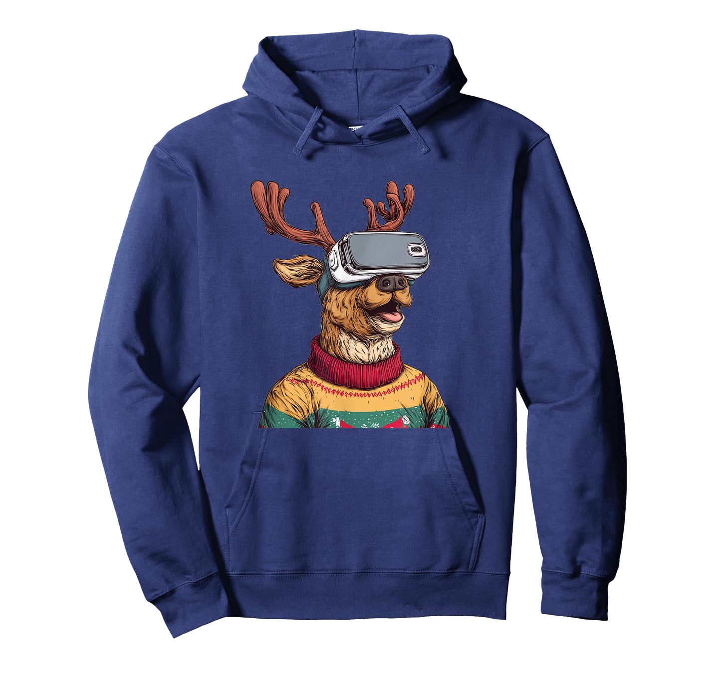 Funny Reindeer in Christmas Sweater and VR Headset T-Shirt
