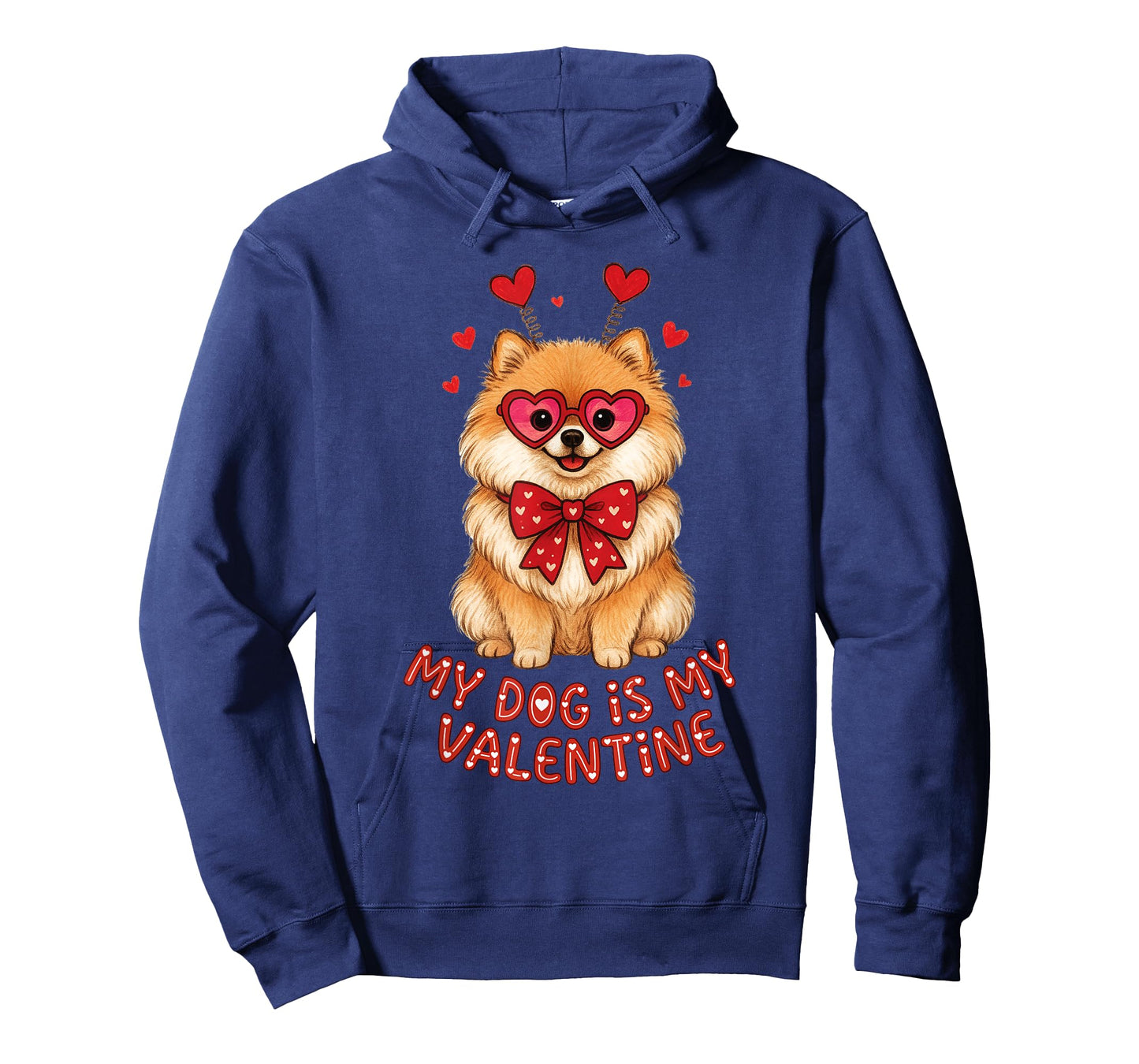 My Dog is My Valentine Cute Pomeranian with Heart Glasses T-Shirt