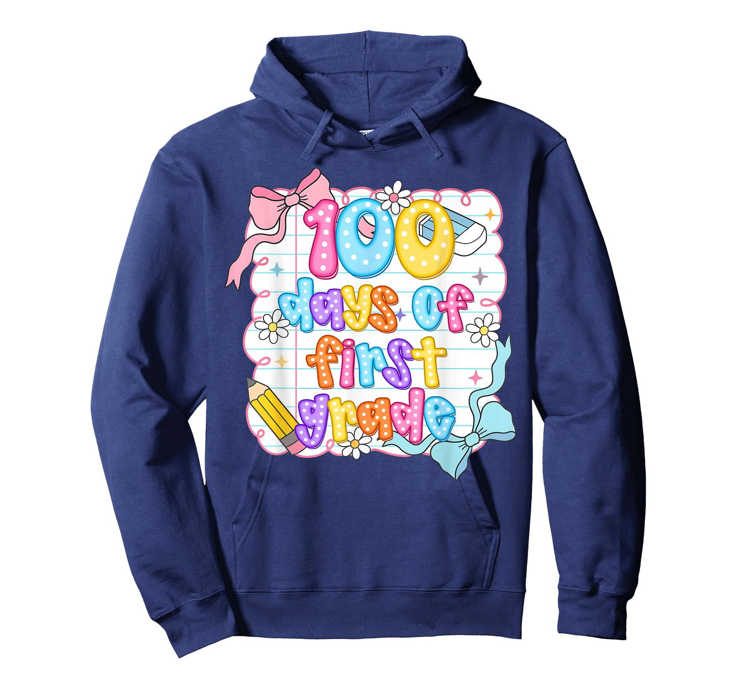 Preppy 100 Days of First Grade Coquette Bow Teacher Kid T-Shirt