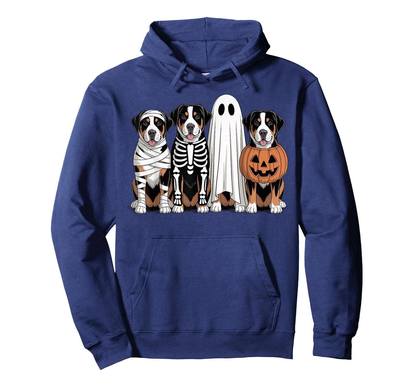 Spooky Ghost Greater Swiss Mountain Dog Halloween Skeleton T-Shirt