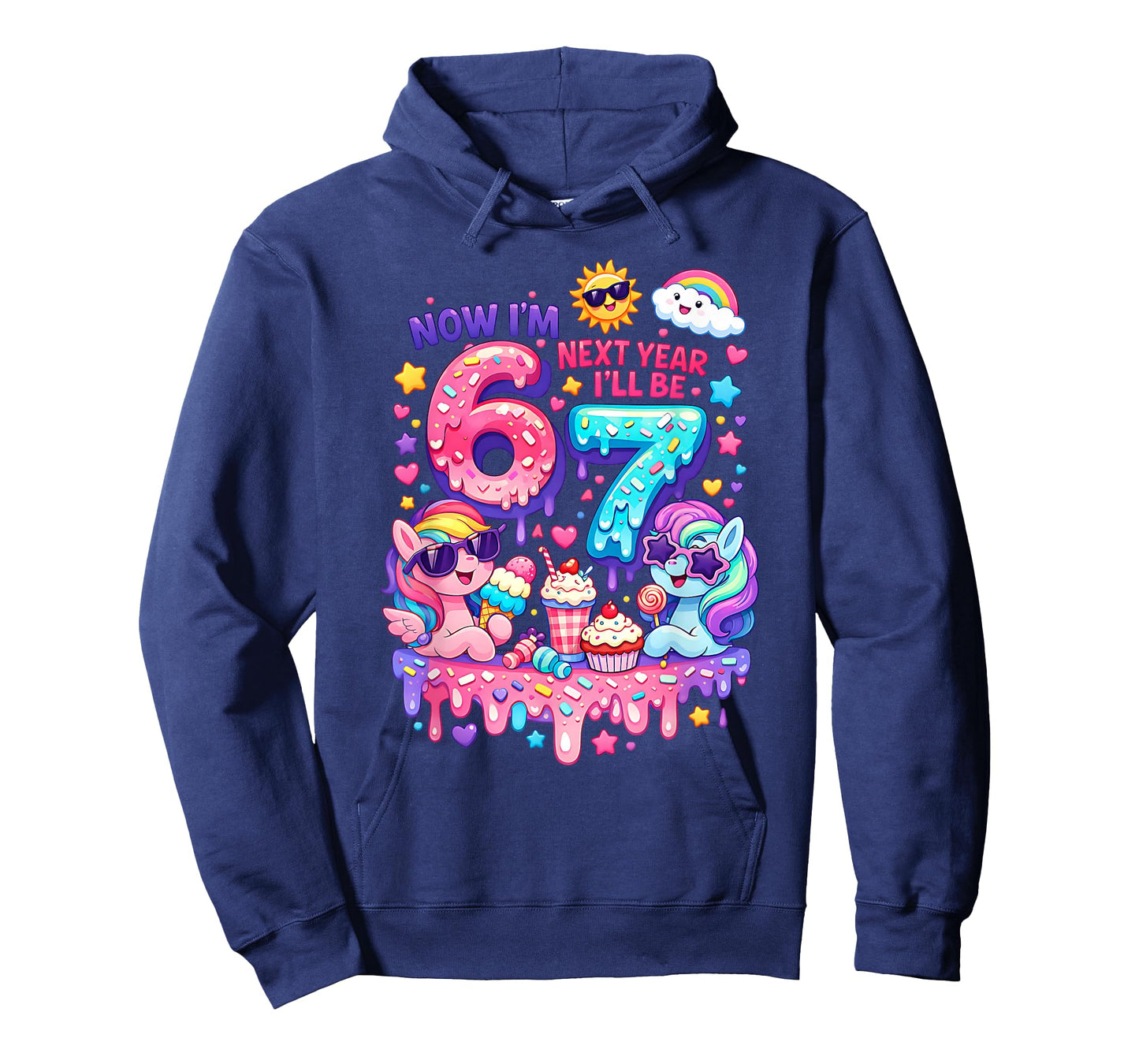Now I'm 6 Next Year I'll be 7 Colorful Pony 67 Meme Birthday T-Shirt