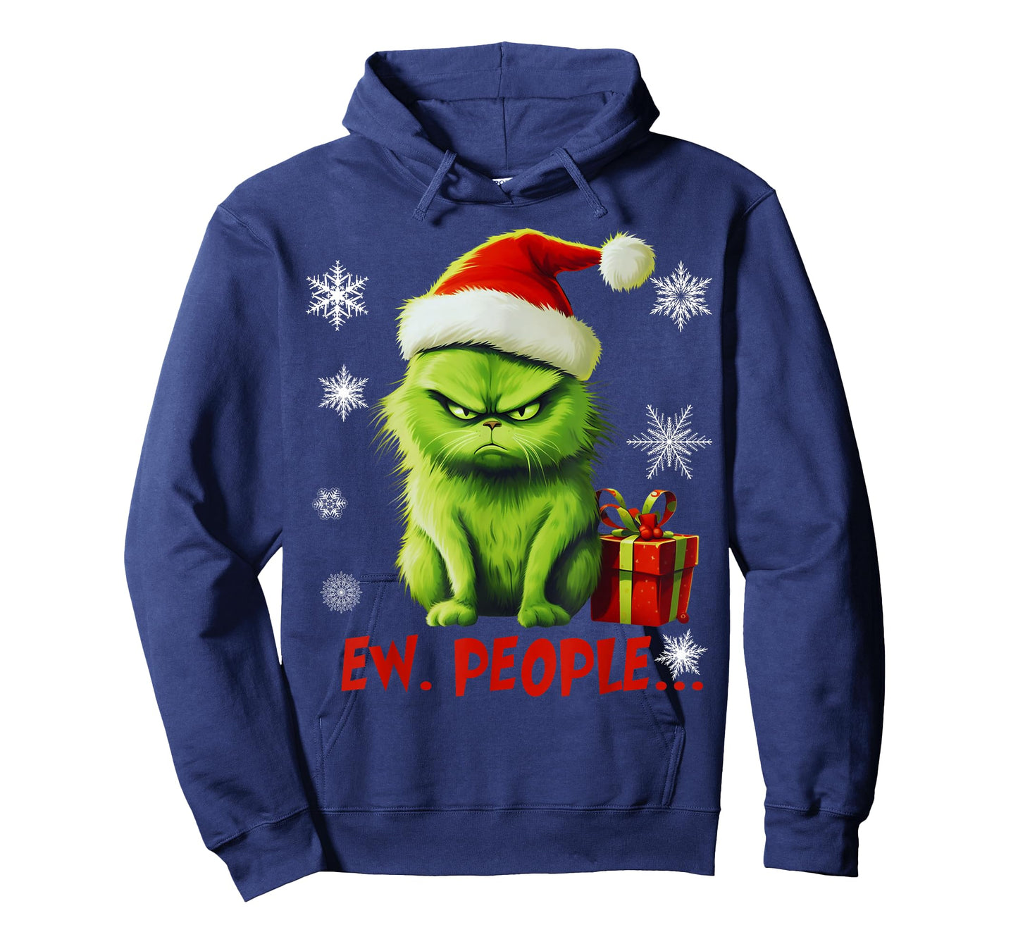 Cat Ew People Funny Christmas Meowy Xmas Gift Santa Hat Y2K T-Shirt