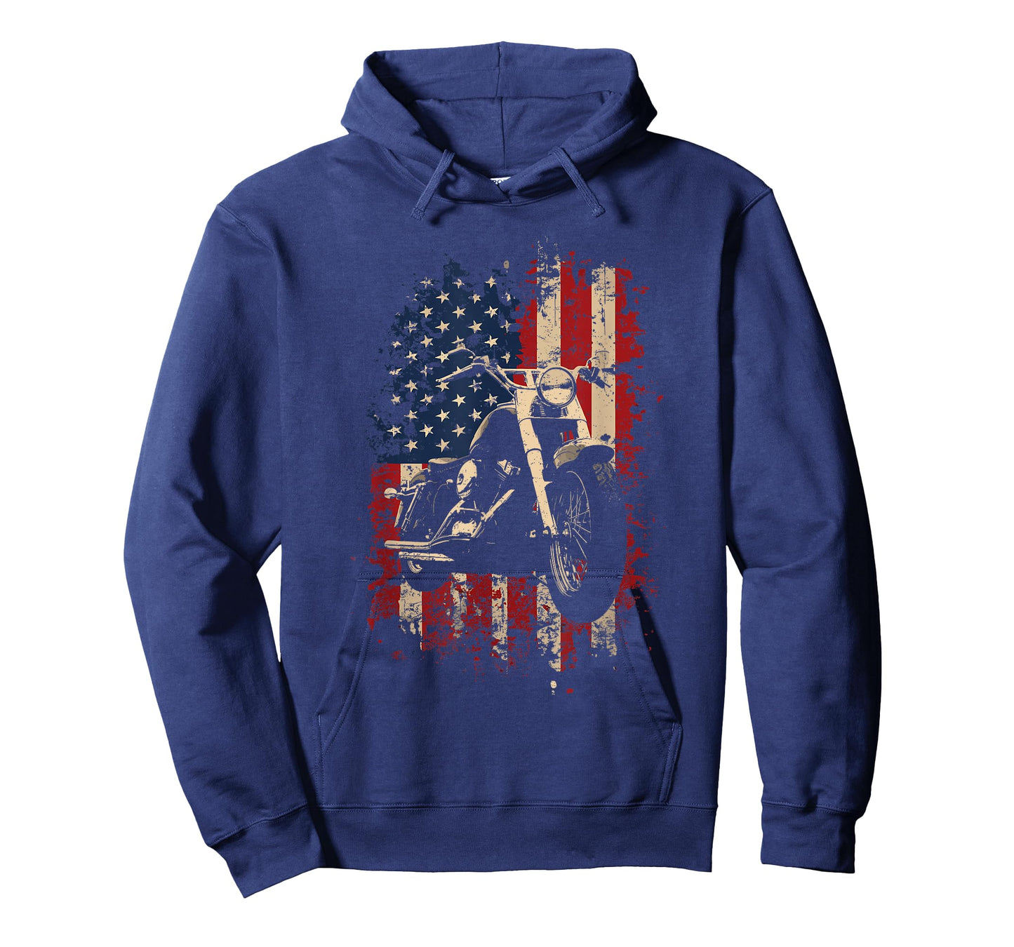 Retro Style Motorcycle Patriotic Flag Lovers Biker USA Men T-Shirt
