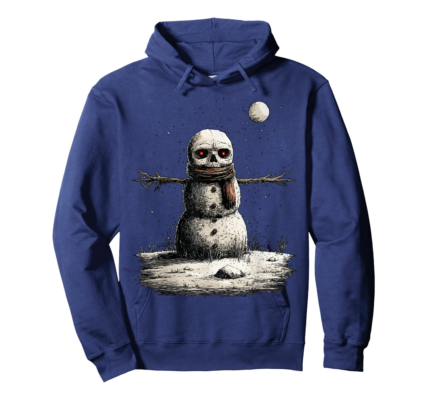 Spooky Snowman with Scarf Full Moon Gothic Christmas Snowy T-Shirt