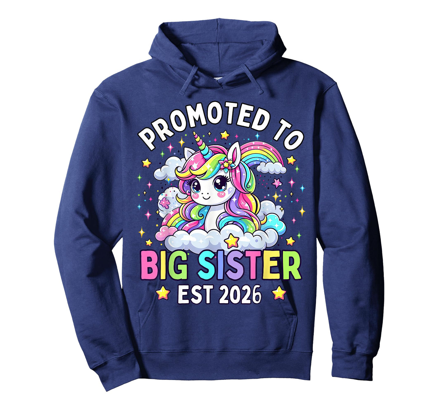 Toddler Girl Promoted to Big Sister Est 2026 Unicorn Rainbow T-Shirt