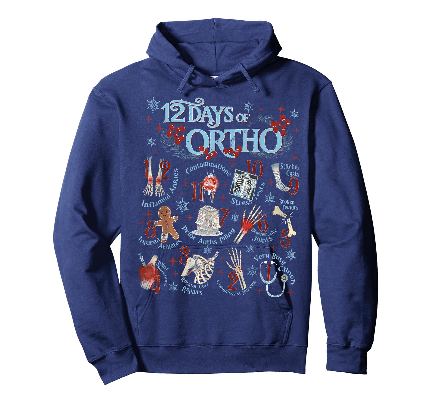 Retro Christmas Orthopedic 12 Days of Ortho Ortho Nurse Team T-Shirt