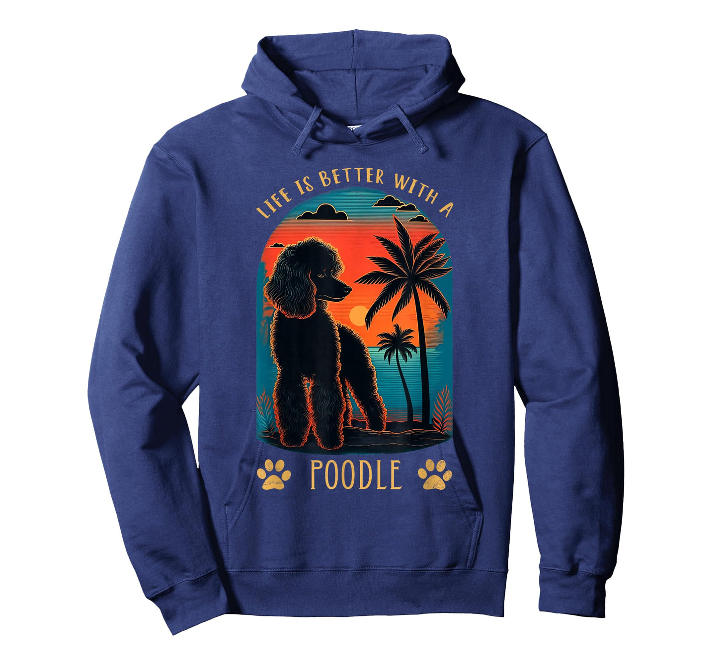 Life is Better with A Poodle Sunset Beach Retro Dog Gift T-Shirt