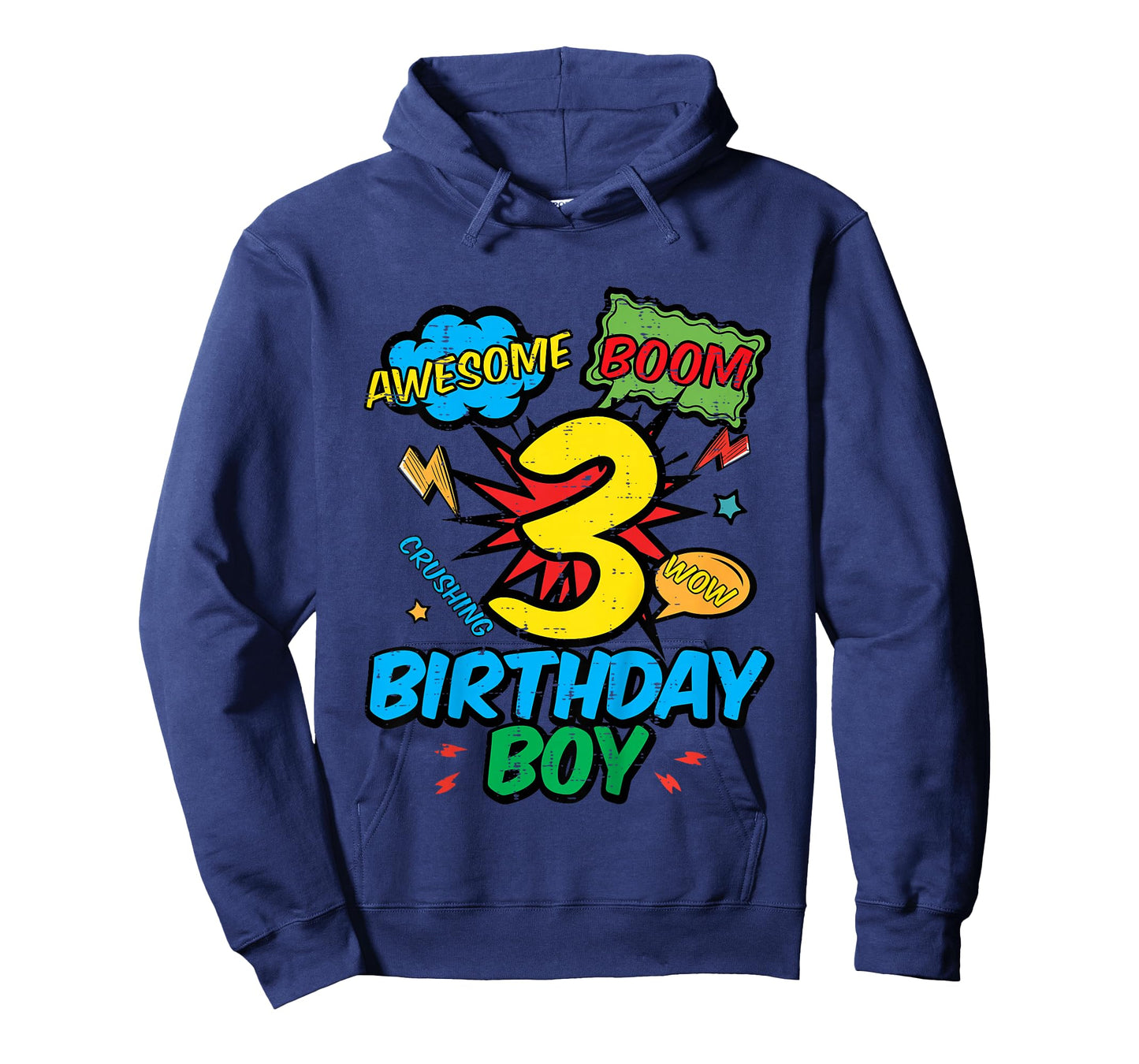 Kids 3 Birthday Boy Comic Cute 3rd Bday Superhero Party Boys Kids T-Shirt