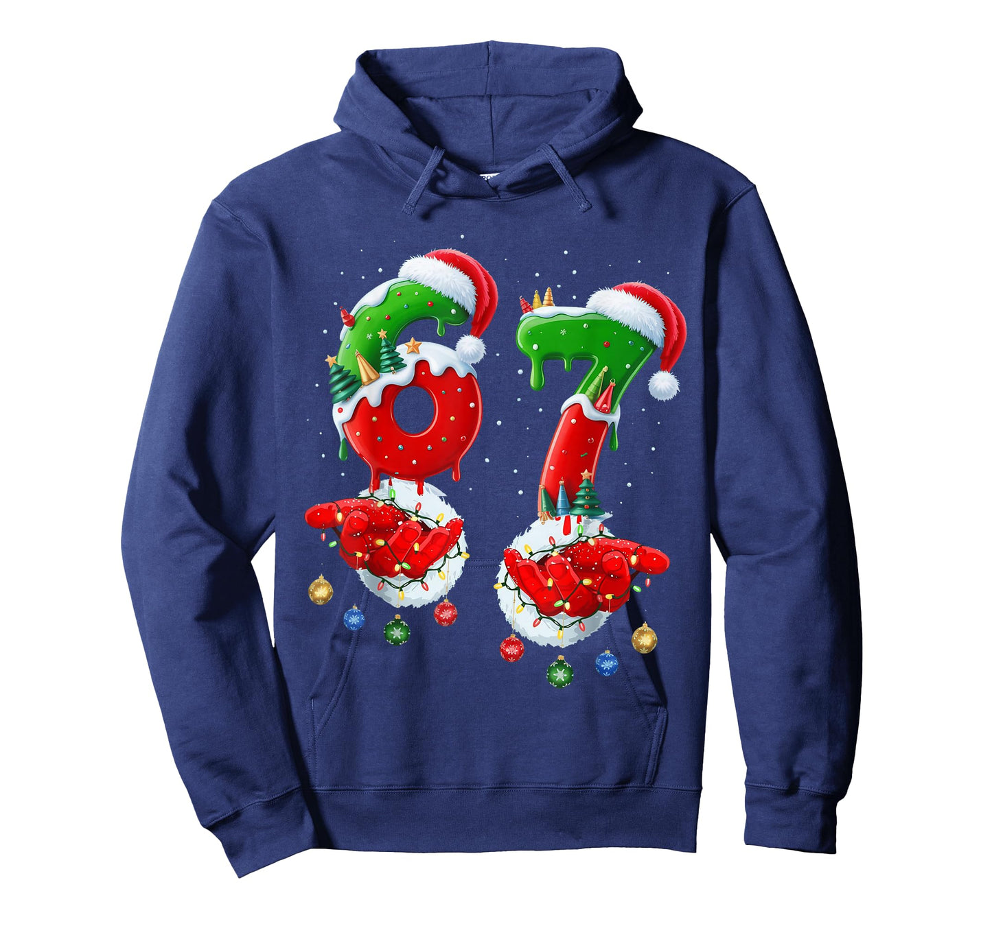 Six Seven 67 Meme 6 7 Christmas Santa Hand T-Shirt